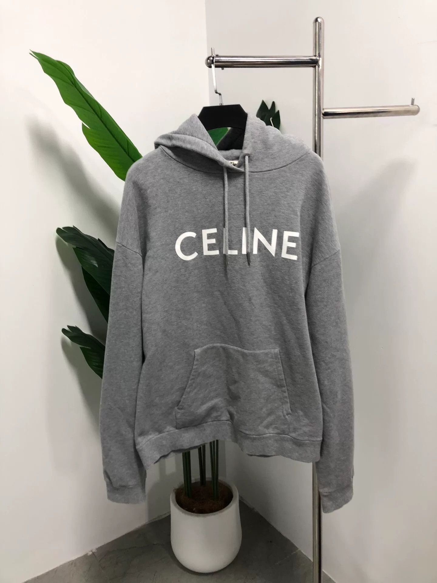 gray logo print long sleeve sweatshirt for men