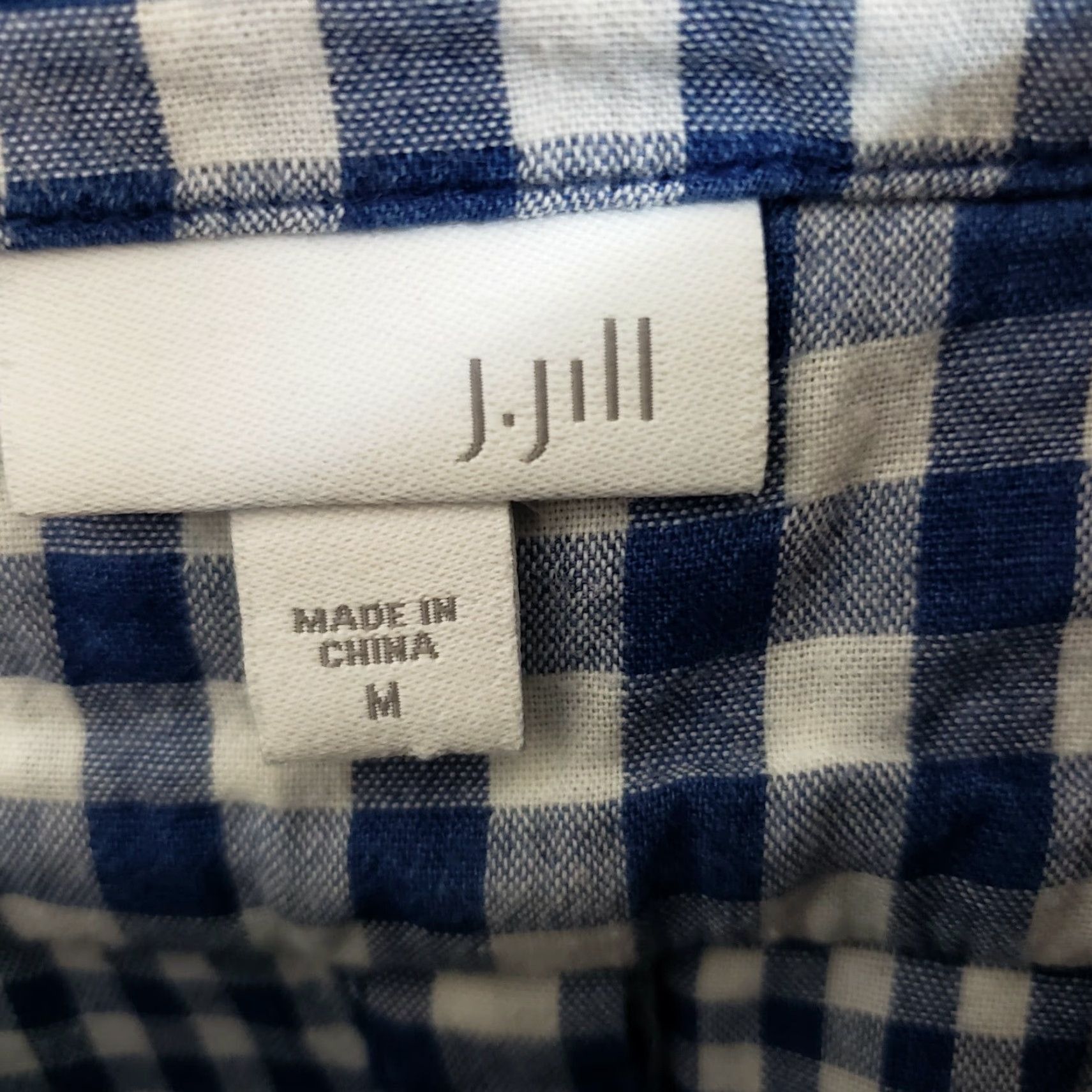 J. Jill J Jill Womens Top M Blue White Gingham Back Buttons Long Sleeve Cotton Blouse Size M / US 6-8 / IT 42-44 - 6 Thumbnail