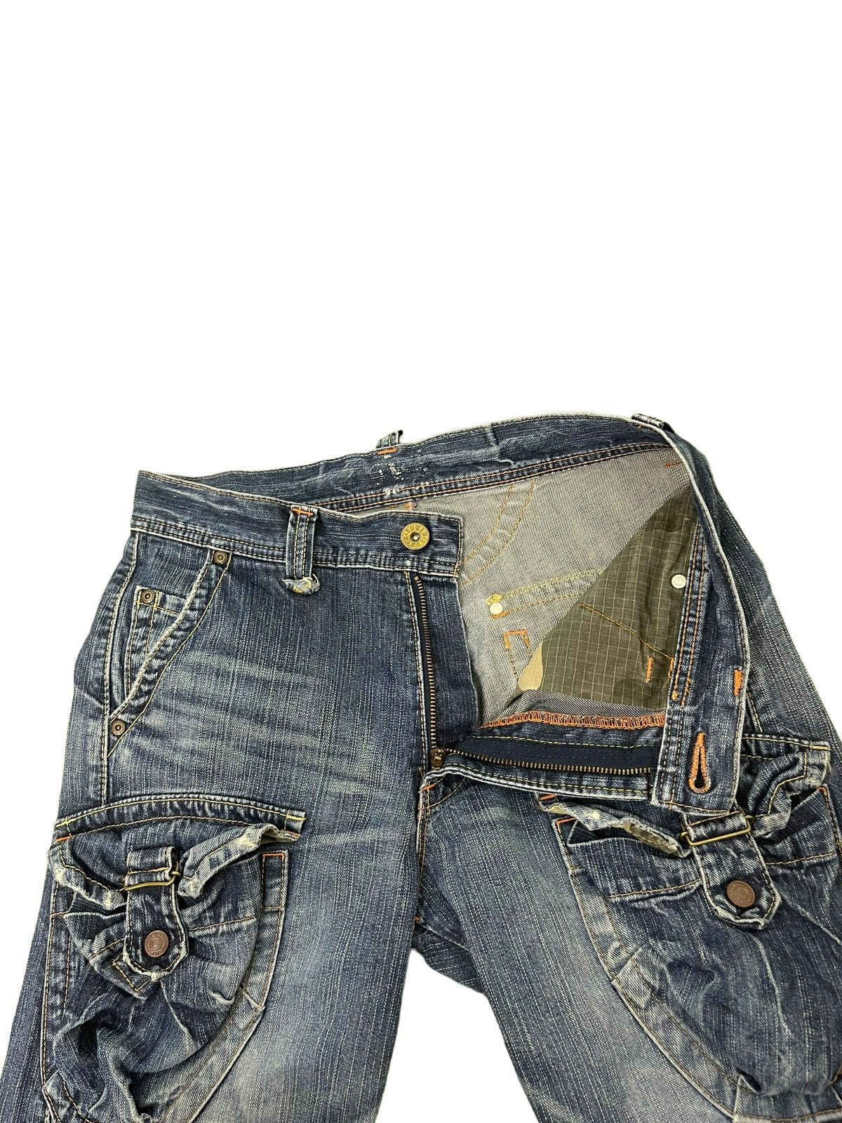 Japanese Brand Flare Jeans Edwin Cargo Faded Distress Boot Cut 8🟦8 Size US 32 / EU 48 - 10 Thumbnail