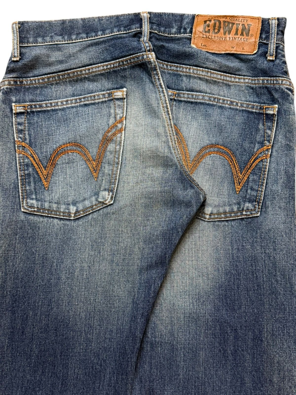 Edwin Vintage 90s Edwin XV Blue Faded Wash Whiskers Distressed Size US 32 / EU 48 - 6 Thumbnail