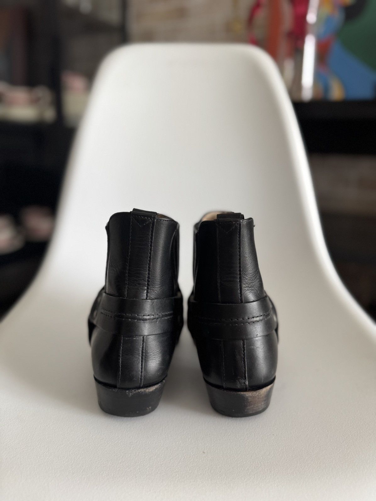 Sancho Boots Sancho Vintage Leather Motorcycle Buffalo Cowboy Black Boots Size US 7 / EU 40 - 8 Thumbnail