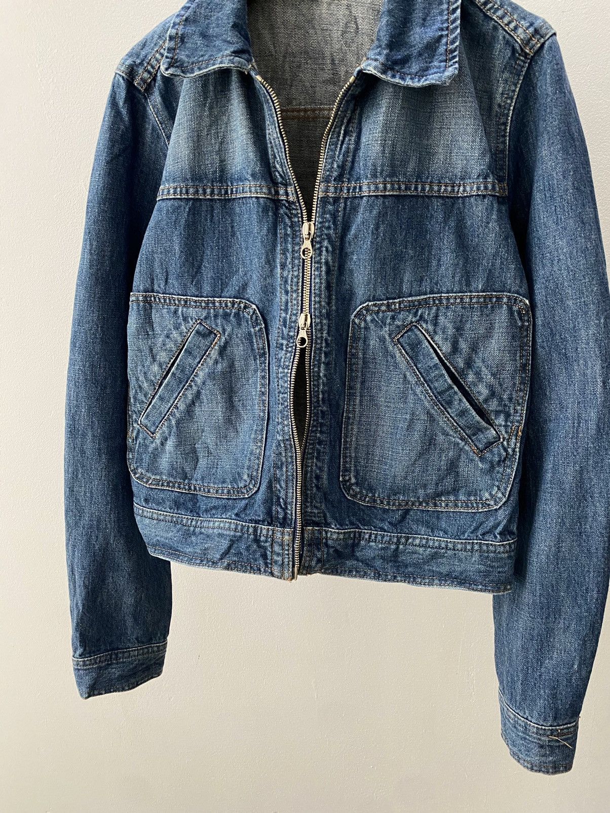 United Colors Of Benetton Benetton Double zip cropped denim jacket Size M / US 6-8 / IT 42-44 - 4 Thumbnail