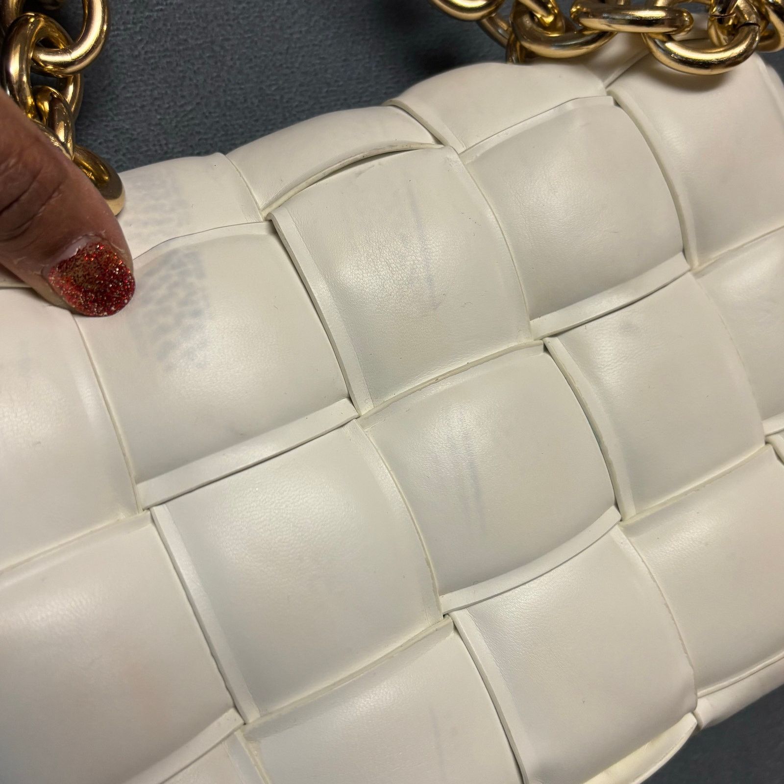 Other White Puffy Woven Chain Shoulder Bag Gold Hardware Mini Bag Size ONE SIZE - 3 Thumbnail