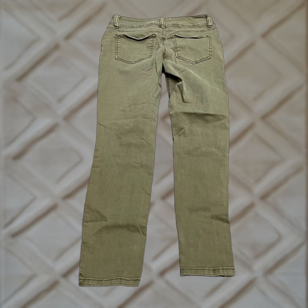 Denime Refuge Jeans Skinny Denim Womens 6 Army Green 30x27.5 Stretch Distressed Button Zip 5-Pocket Regular Size 28" / US 6 / IT 42 - 1 Thumbnail