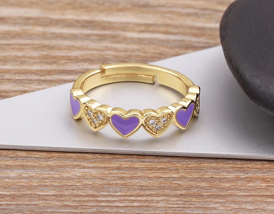 Jewelry × Vintage Purple Sweet Cute Love Rings Size ONE SIZE - 1 Thumbnail