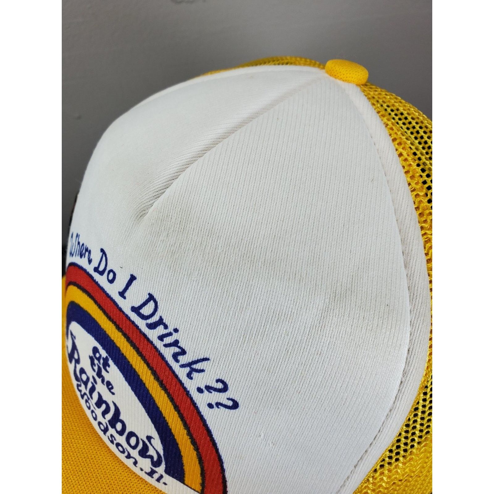 Vintage Rainbow Woodson IL Trucker Hat Drinking Snapback Cap w/ Pin Size ONE SIZE - 8 Thumbnail