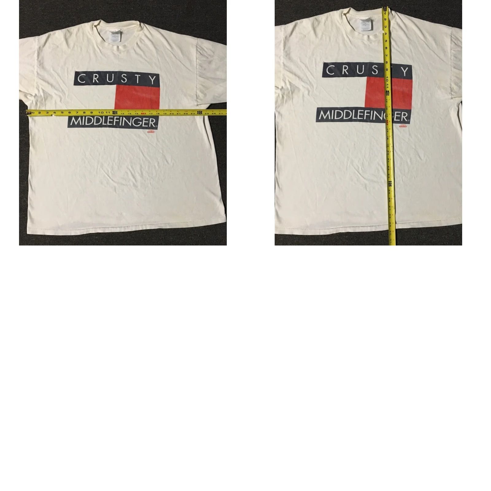 Rusty Vtg 90s Crusty Middle Finger Faded Tommy Flag Shirt XXL Funny Crude Joke Grunge Shirt Mens 2XL White USA Parody Distressed Style Size US XXL / EU 58 / 5 - 10 Thumbnail