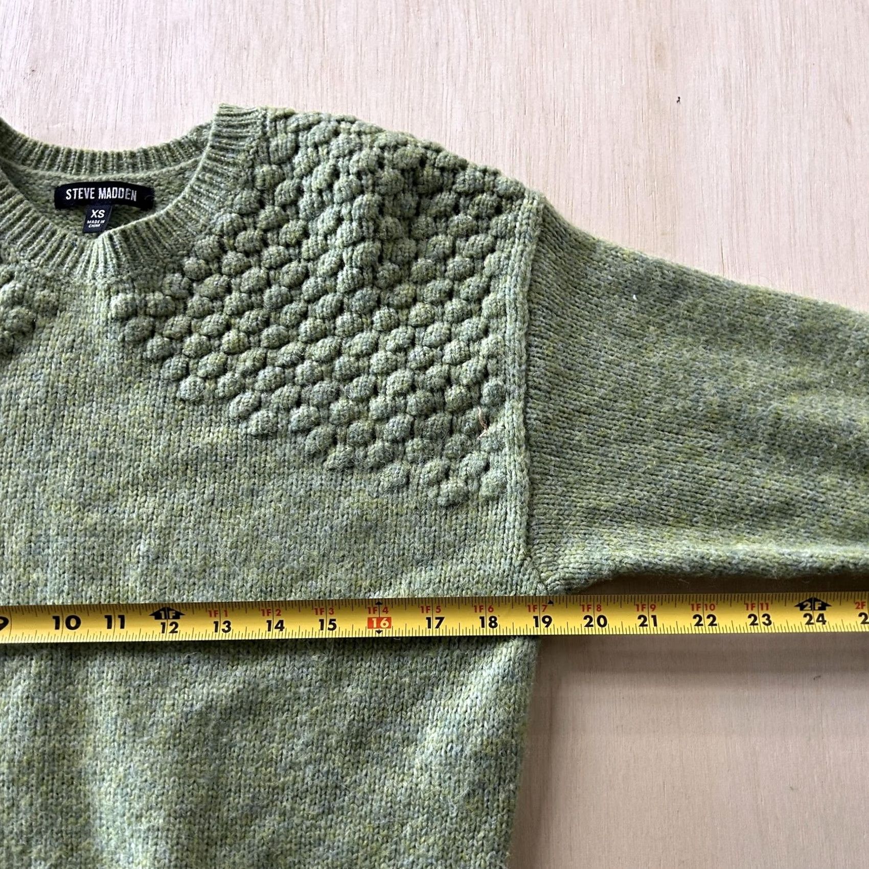Steve Madden Steve Madden Sweater Womens XS Green Popcorn Yoke Knit Crewneck Pullover Size XS / US 0-2 / IT 36-38 - 6 Thumbnail