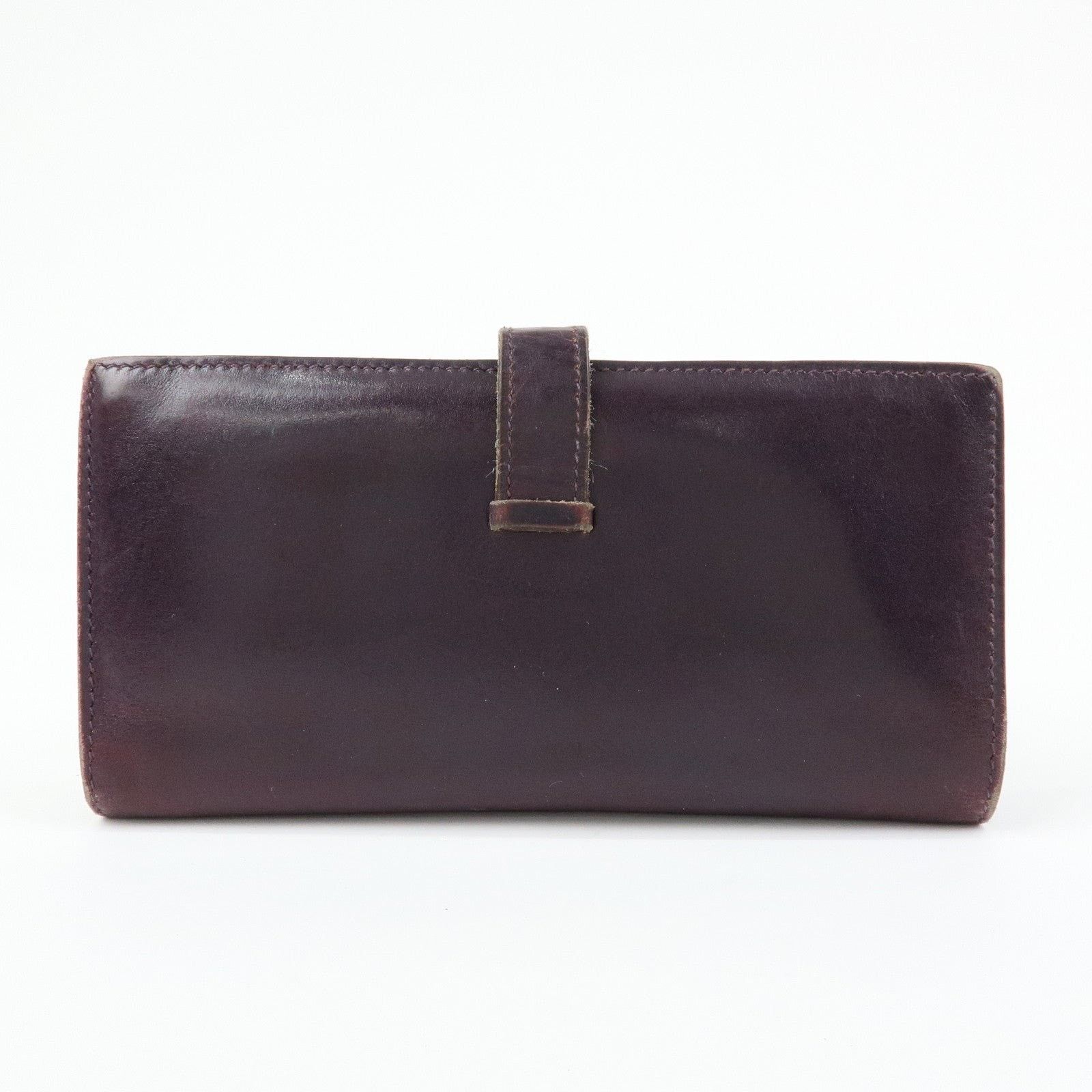 Hermes Hermes Bearn Box Calfskin Leather Bi-Fold Wallet Burgundy Size ONE SIZE - 2 Thumbnail