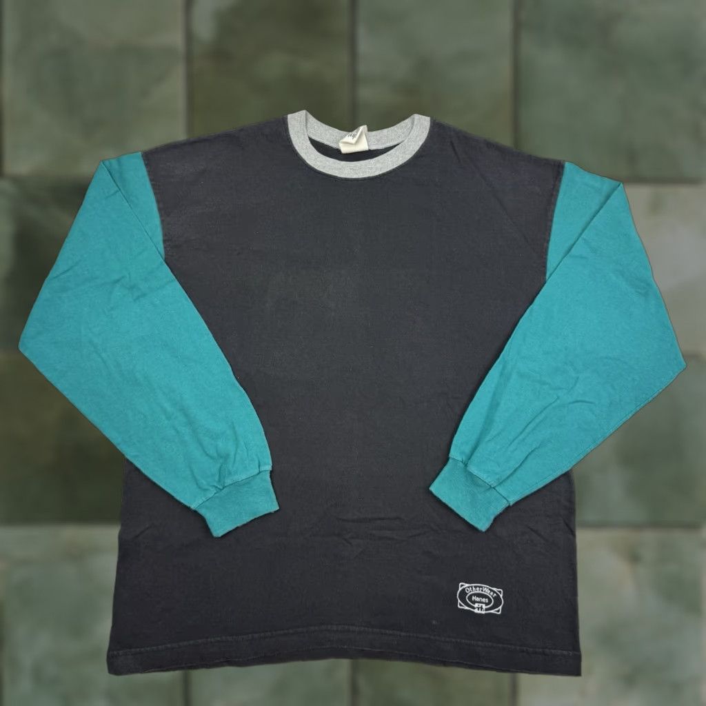 Hanes Vintage Hanes Long Sleeve T-Shirt Adult Medium Black Solid Crew Neck Regular Fit Men Hipster 90s Size US M / EU 48-50 / 2 - 1 Thumbnail