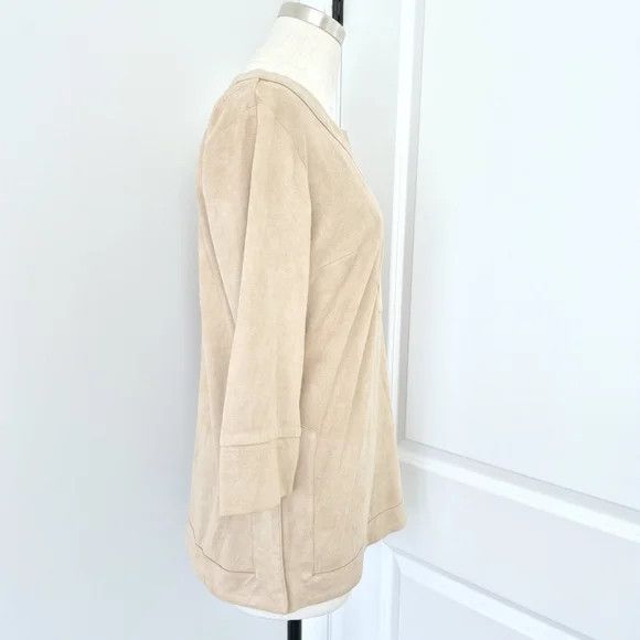 Gretchen Scott Tuffso Faux Suede 3/4 Sleeve Split V-Neck Tunic NWOT Size S / US 4 / IT 40 - 6 Thumbnail