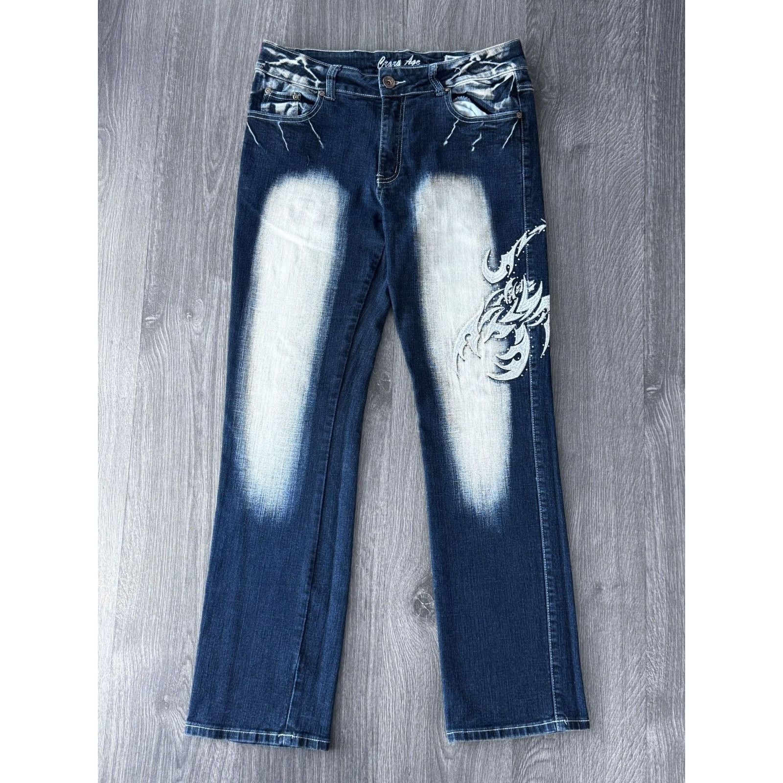 Japanese Brand Y2K Vintage Crazy Age Graphic Flared Jean Size 32" / US 10 / IT 46 - 1 Thumbnail
