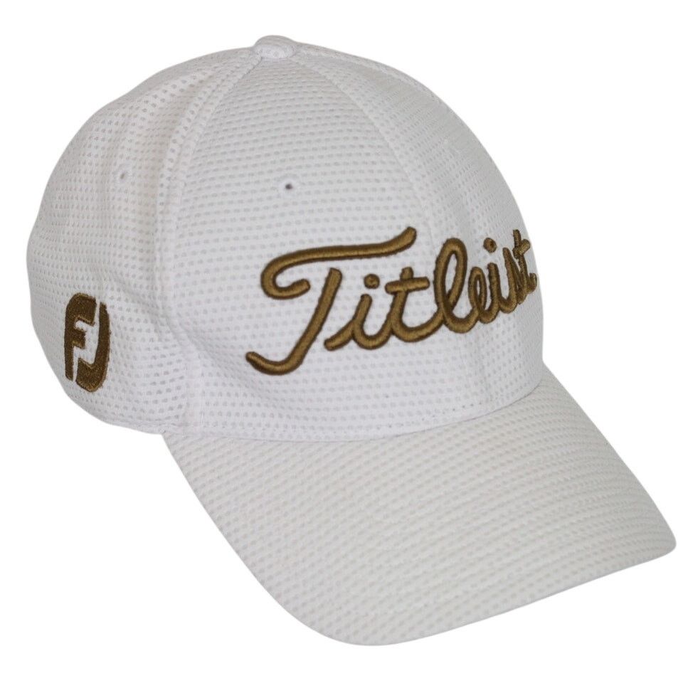 Titleist Titleist Pro V1 FJ New Era Hat M/L White Gold Mesh Golf Cap Size ONE SIZE - 1 Thumbnail