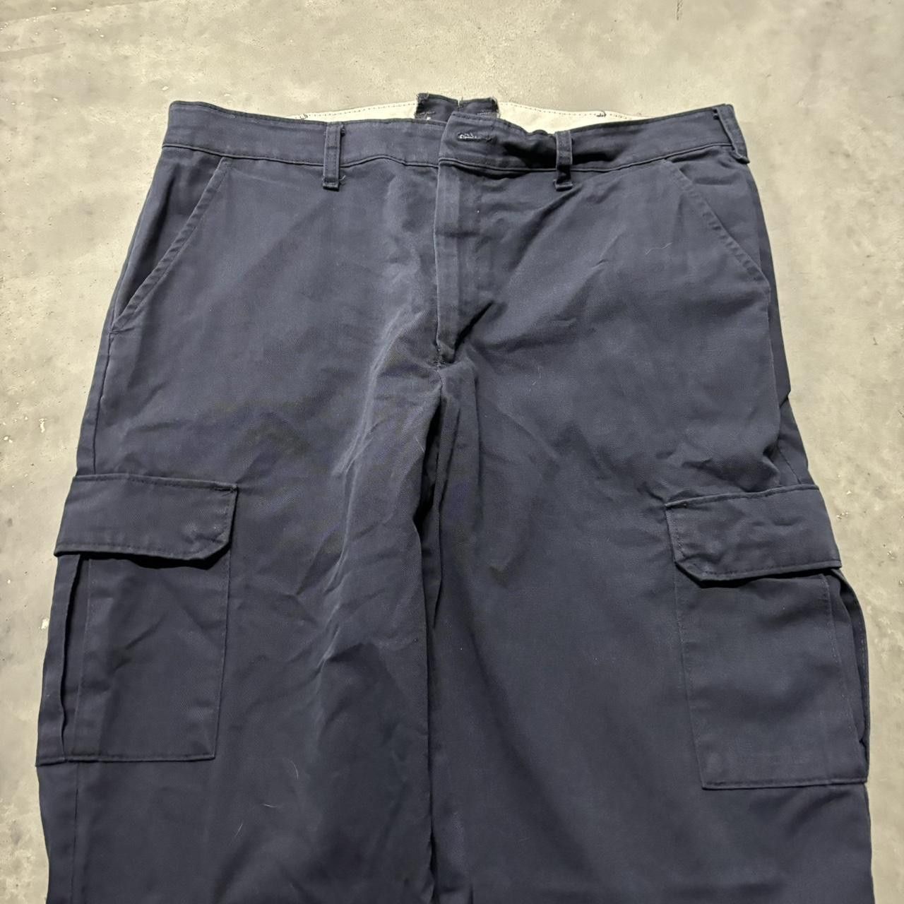 Japanese Brand × Vintage Crazy Vintage Y2K/2000s Baggy Navy Blue Skater Workwear Cargo Pants! Size US 38 / EU 54 - 5 Thumbnail