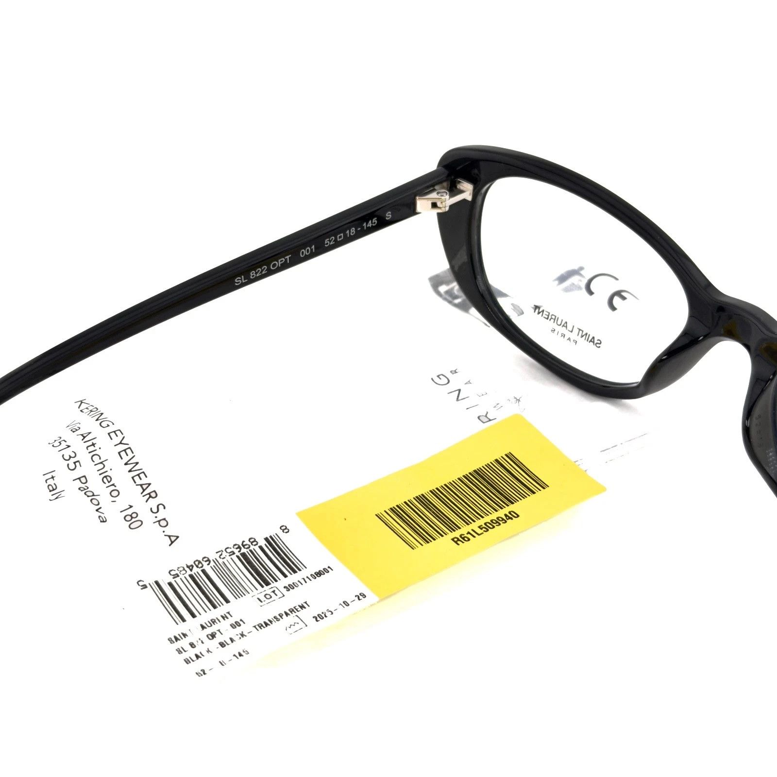 Saint Laurent Paris SAINT LAURENT 822 YSL SL822 OPT Black Oval Eyeglasses 001 Size ONE SIZE - 7 Thumbnail