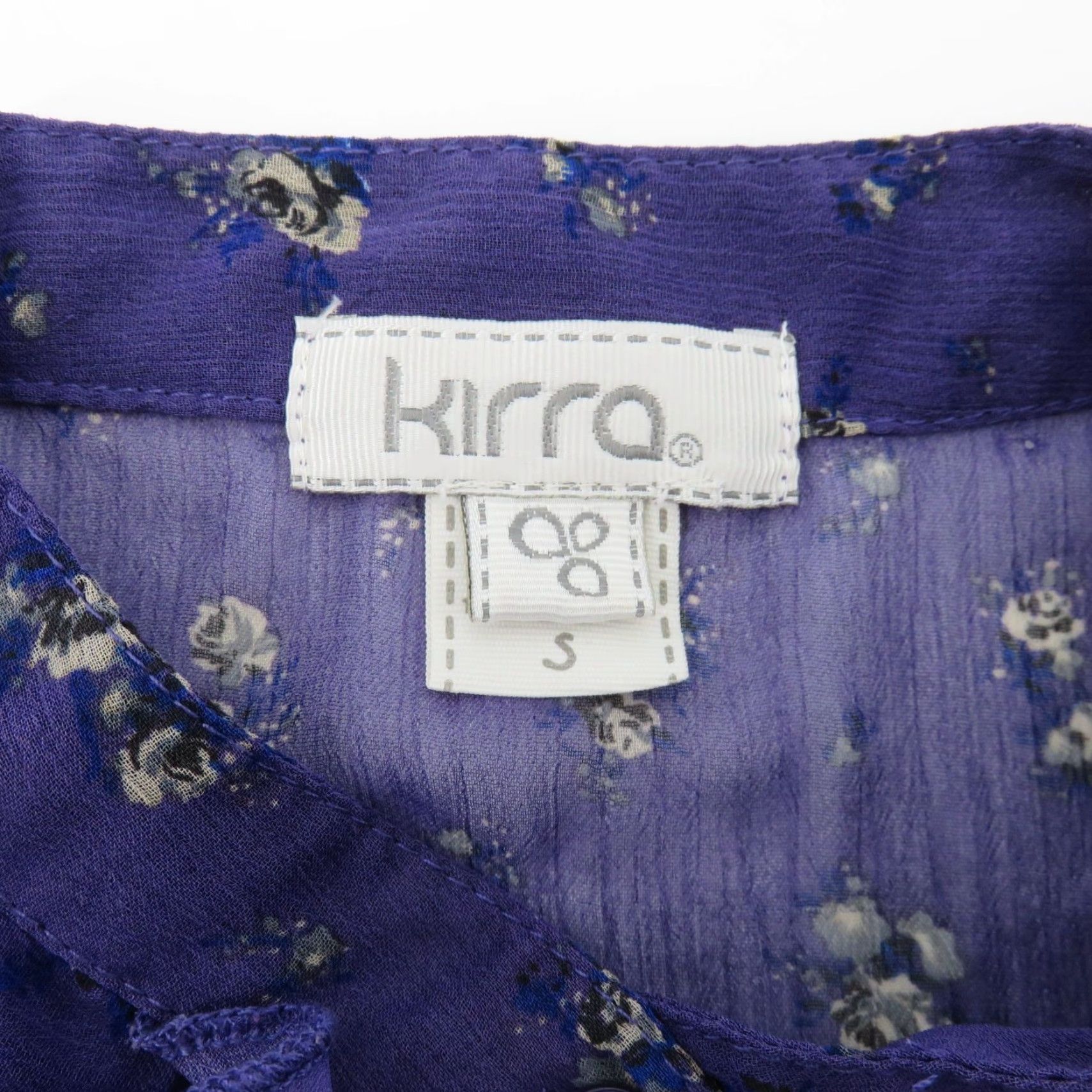 Vintage VINTAGE Kirra Shirt Juniors Small Purple Rose Floral Sheer Ruffle Blouse Top Button Closure Casual Size S / US 4 / IT 40 - 7 Thumbnail