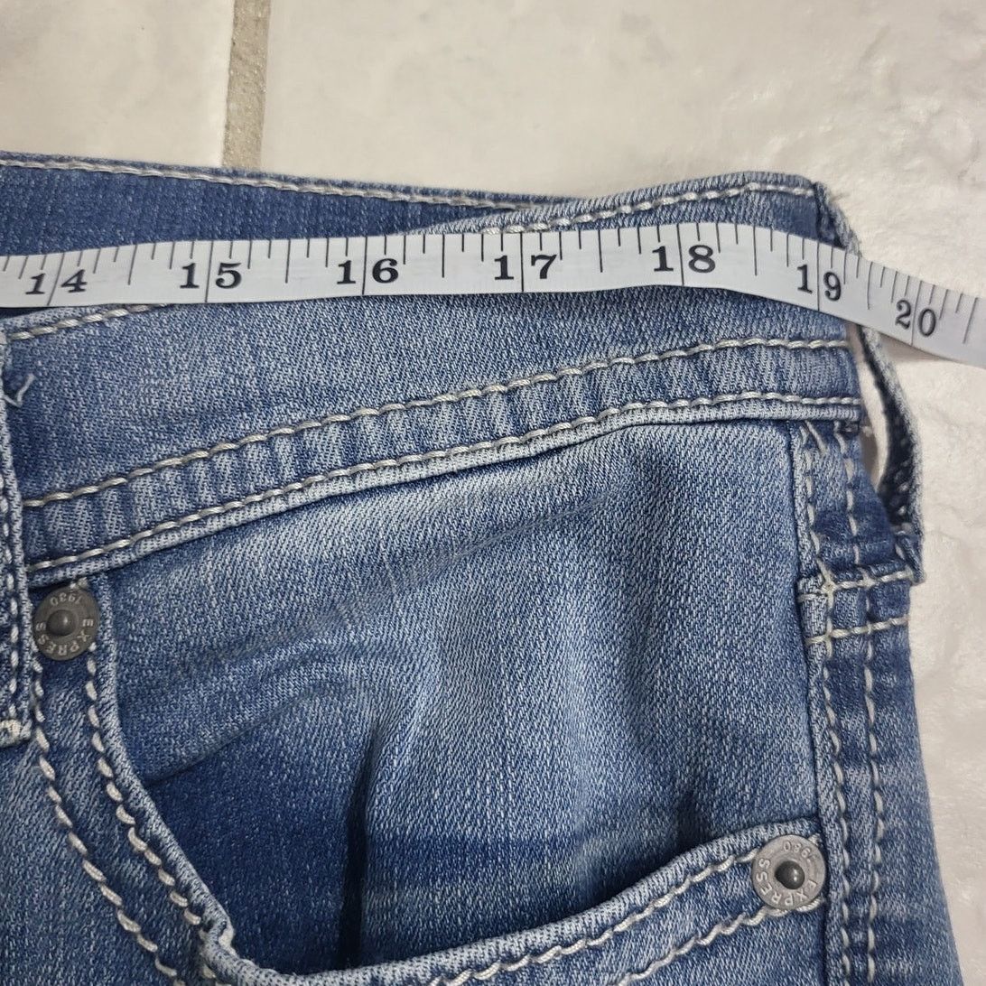 Express Express Light Wash Stretch + Mid Rise Legging Jeans - Sz 16L Size 38" / US 16 / IT 52 - 7 Thumbnail