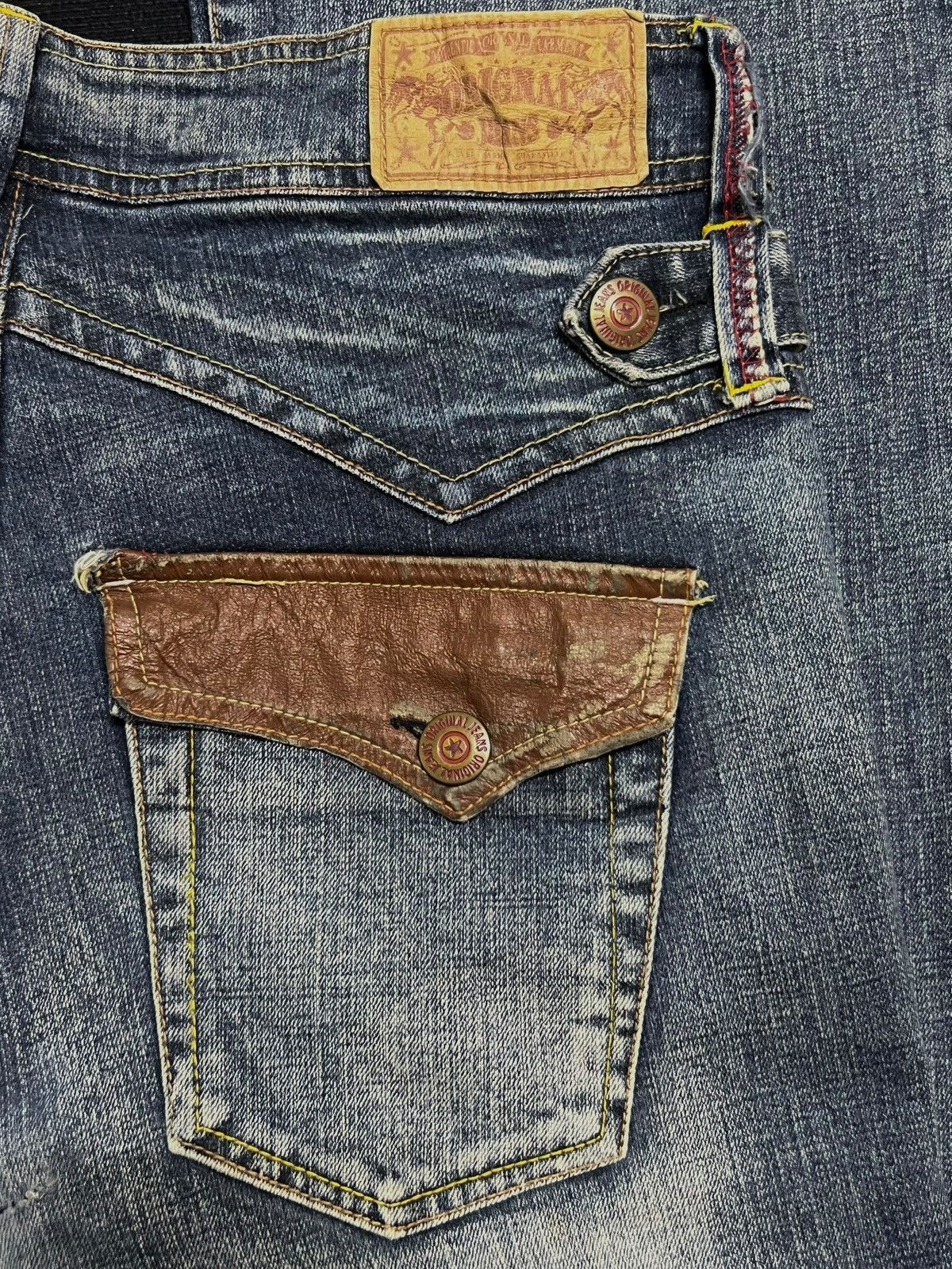 Japanese Brand Vintage Flared Original Jeans Japan - Faded Wash Style Jeans Size US 33 - 11 Thumbnail