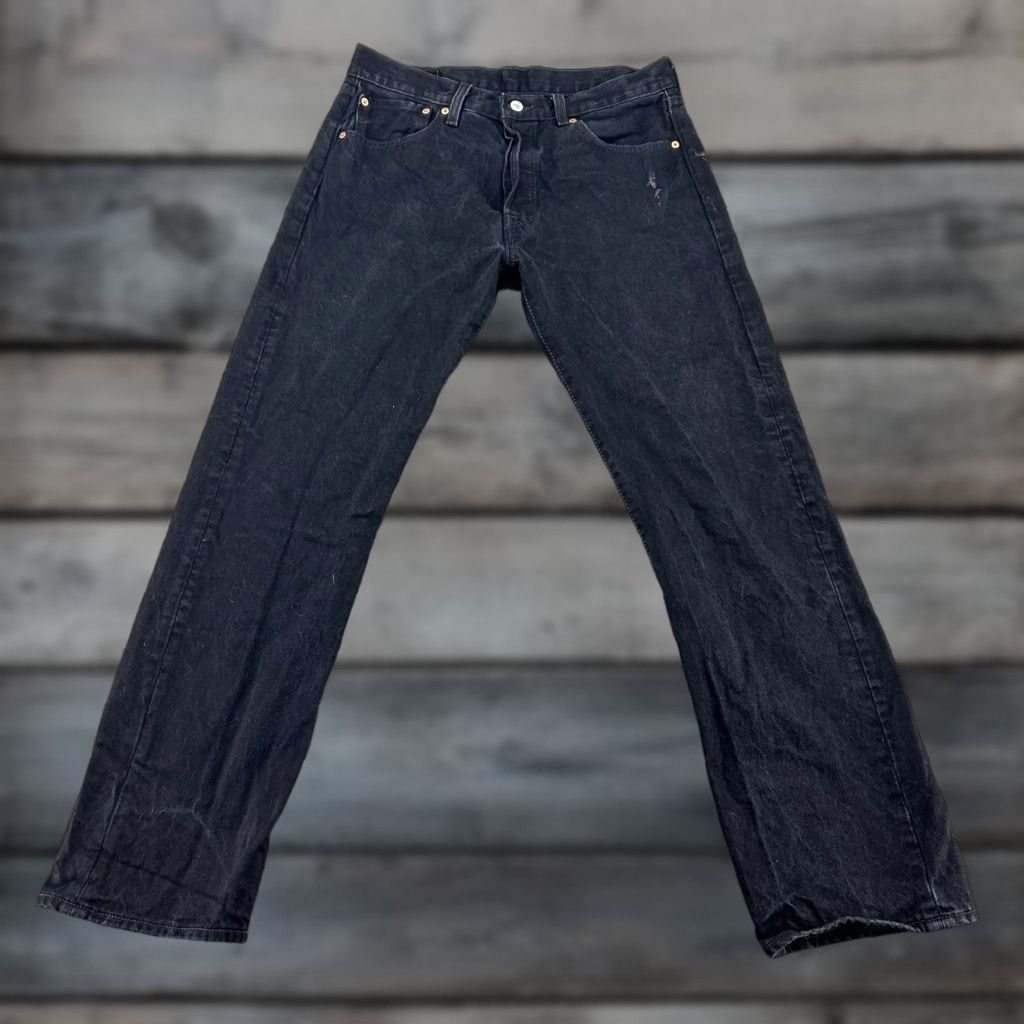 Levi's Levi's 501 Jeans Mens 33x32 Black Dark Wash Regular Fit Button Fly Straight Denim Jeans Size US 33 - 1 Thumbnail