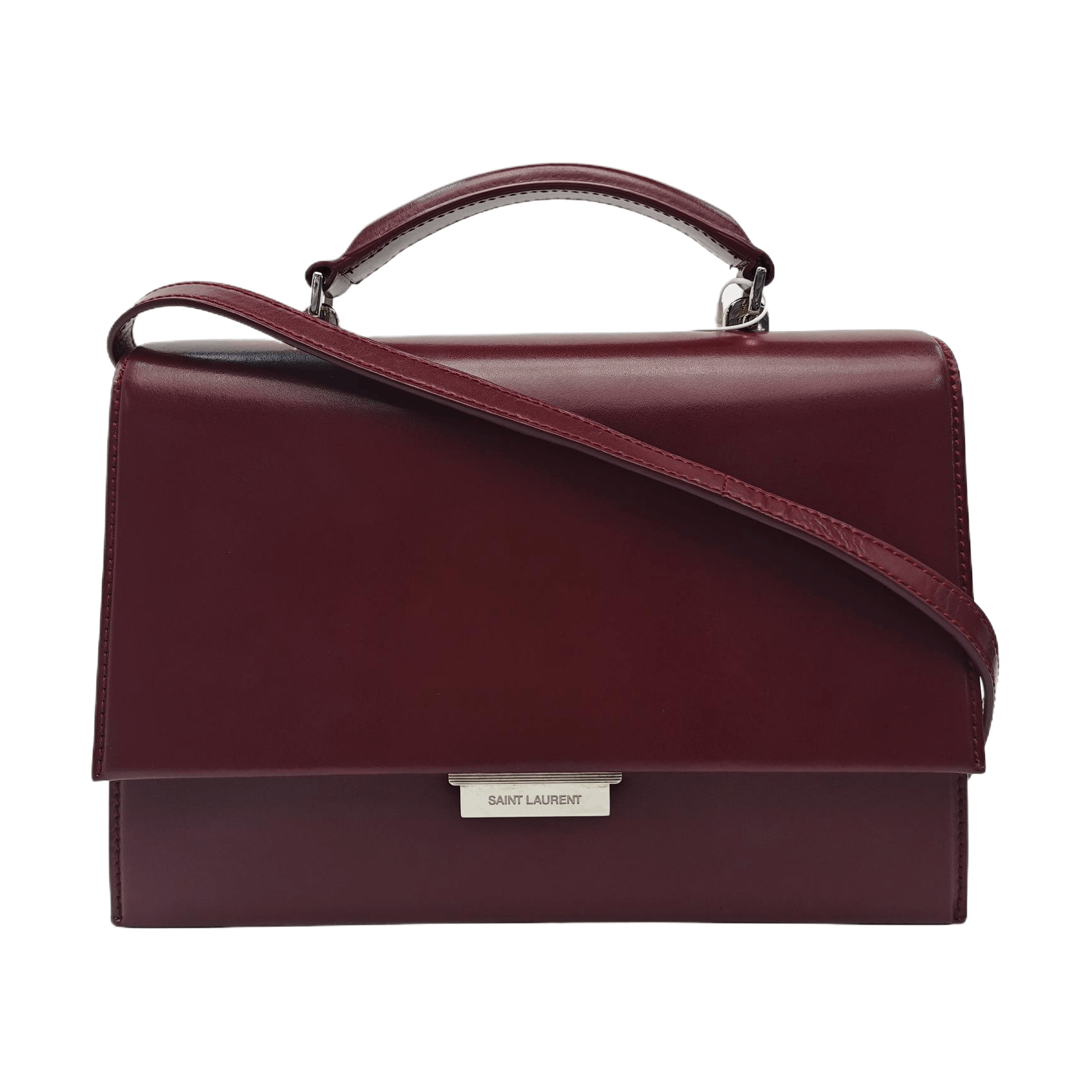 Saint Laurent Paris Saint Laurent Bordeaux Leather Top Handle Bag ONE SIZE Size ONE SIZE - 1 Thumbnail