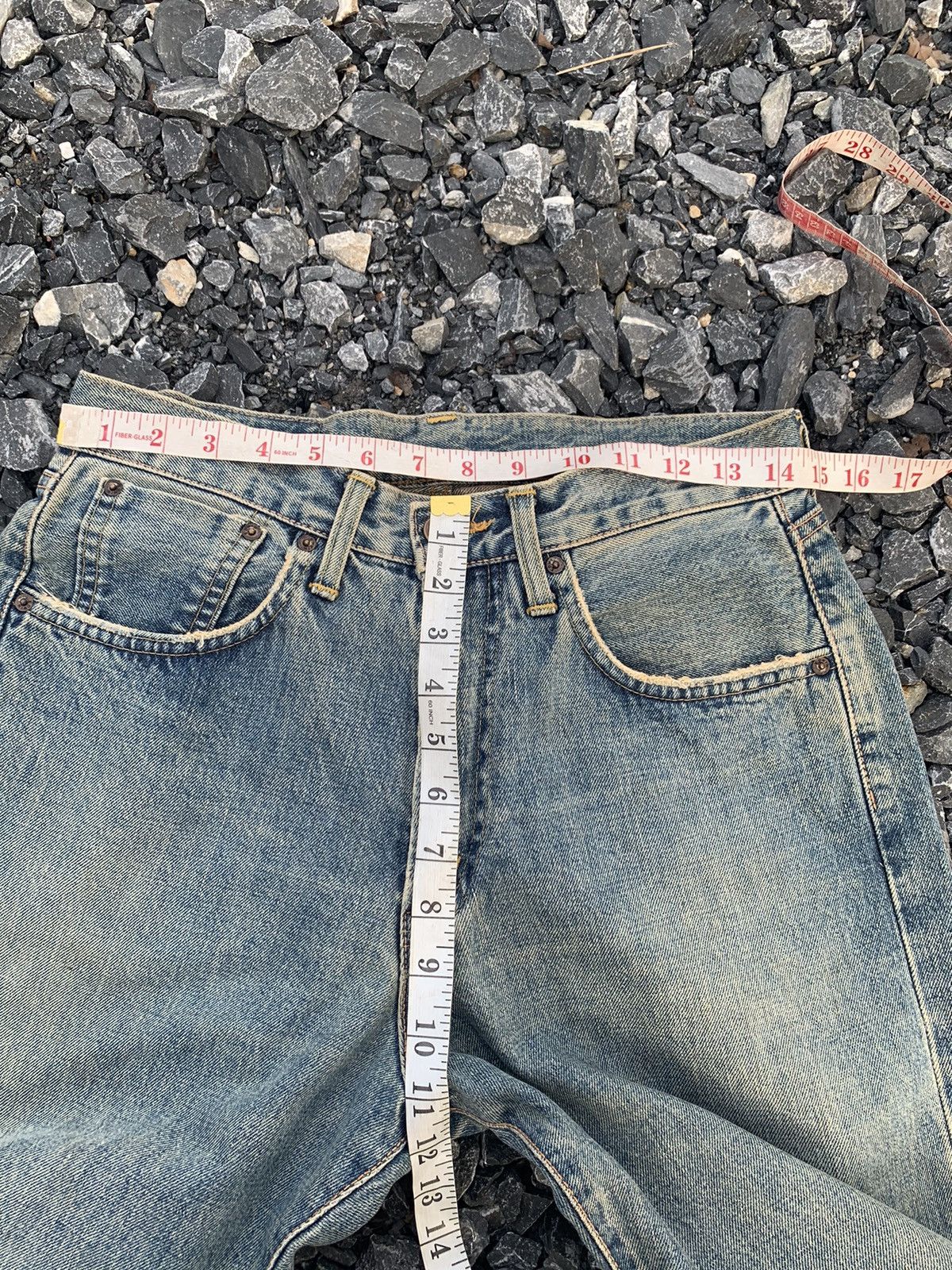 Kapital VINTAGE EDWIN 505 SELVEDGE BAGGY JAPANESE DISTRESSED DENIM Size US 29 - 19 Thumbnail