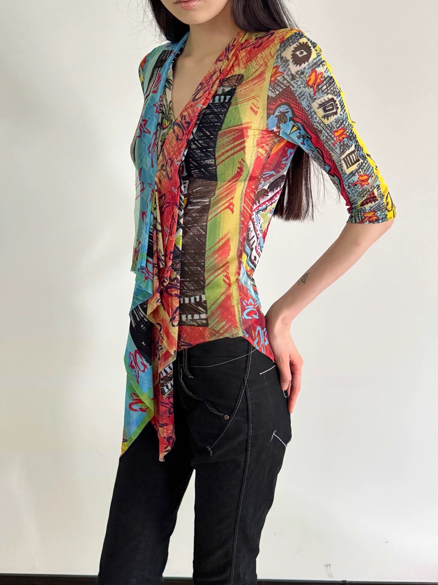 Other Save The Queen Vintage Stretch Printed Mesh Top M Size M / US 6-8 / IT 42-44 - 5 Thumbnail