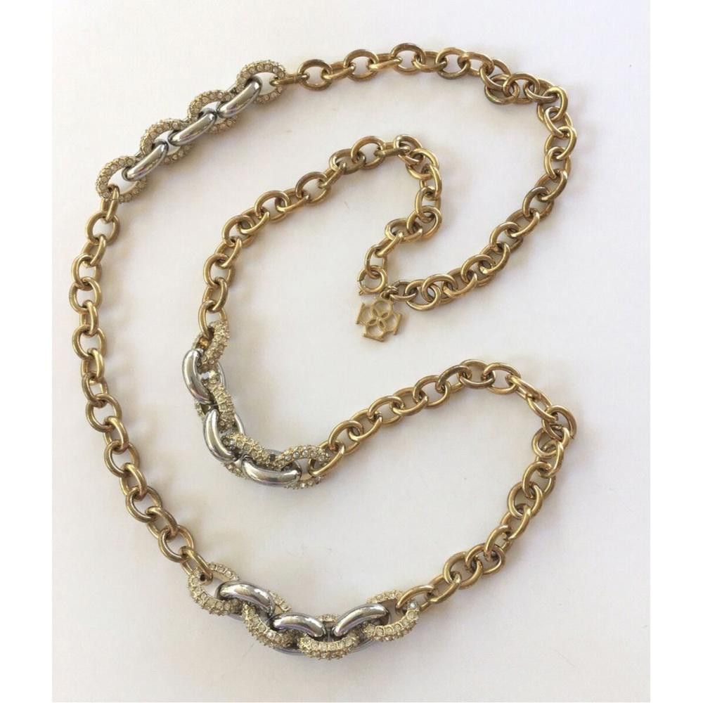 Ann Taylor Ann Taylor Chunky Gold Chain Necklace Crystal Embellished Size ONE SIZE - 1 Thumbnail