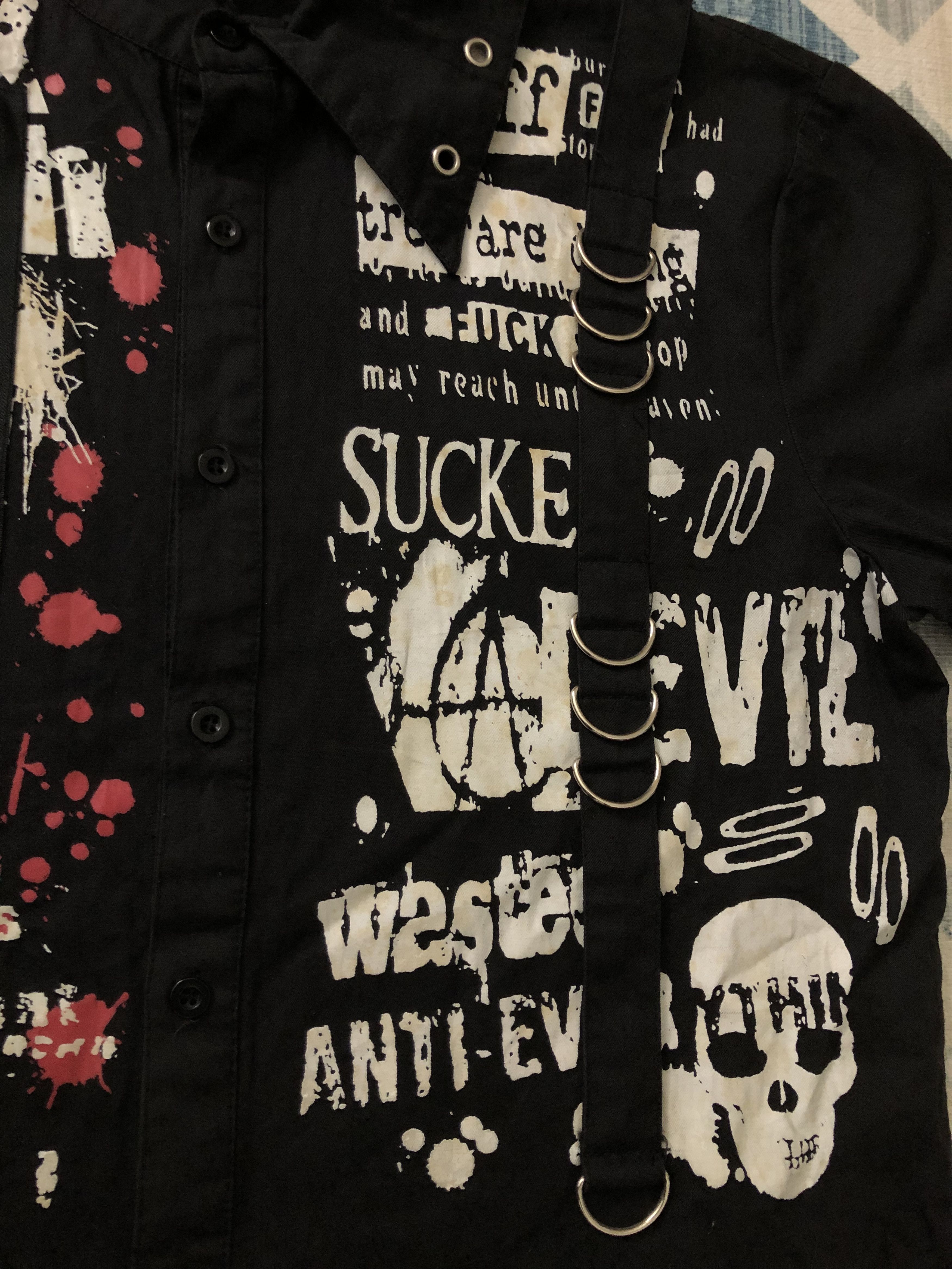 Japanese Brand RARE🔥GOTHIC LOLITA & PUNK SEDITIONARIES BUTTON UPS UNISEX Size US M / EU 48-50 / 2 - 9 Thumbnail