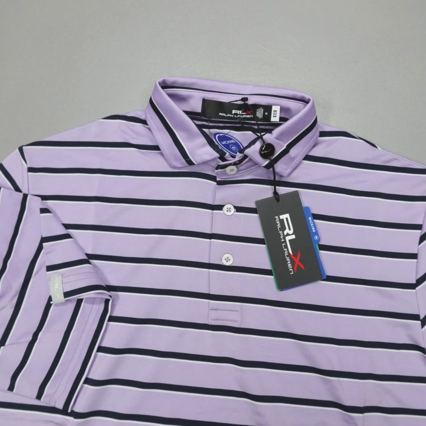 RLX Ralph Lauren RLX Ralph Lauren Performance Polo Shirt Striped Purple M Men Short Sleeve Moisture Wicking Lightweight Golf Shirt Size US M / EU 48-50 / 2 - 2 Thumbnail