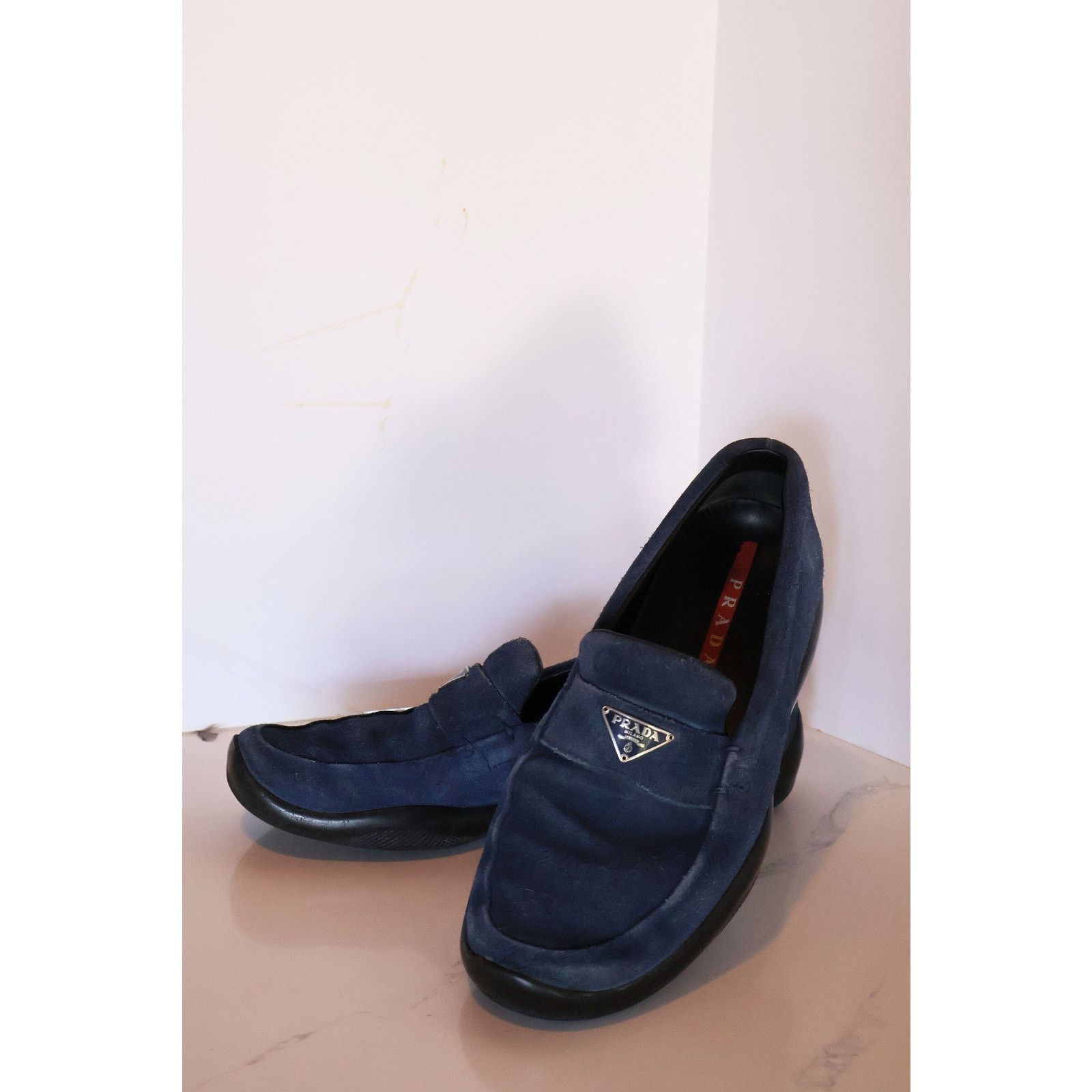 Prada Vintage PRADA Sport Line Cobalt Suede Logo Plaque Loaferspr Size US 7 / IT 37 - 5 Thumbnail