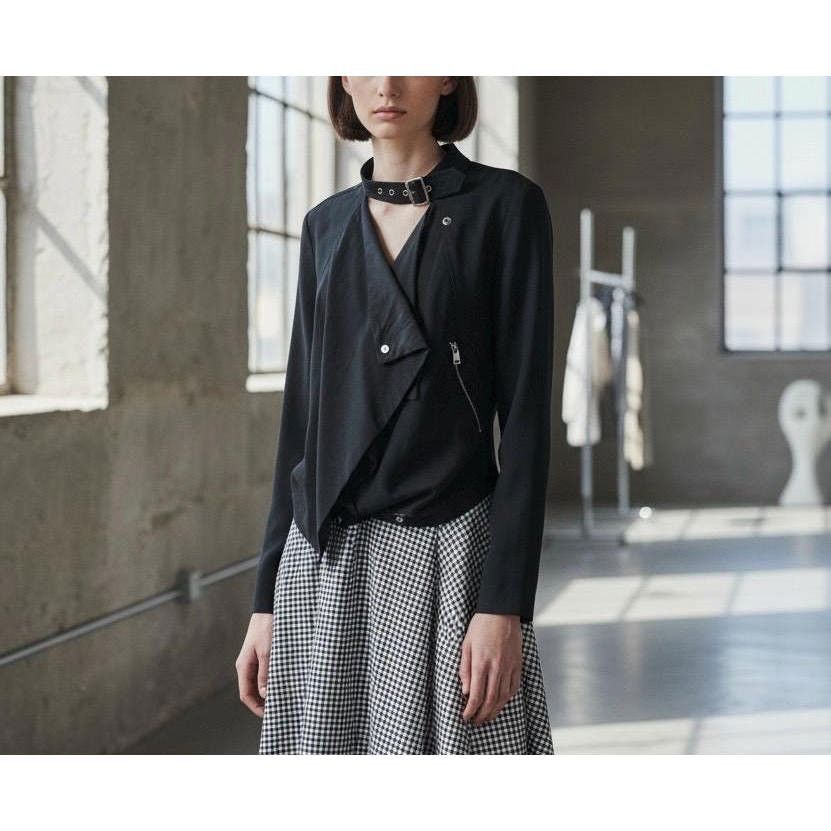 Cop Copine The Cop Copine Draped Moto Jacket Size ONE SIZE - 1 Thumbnail