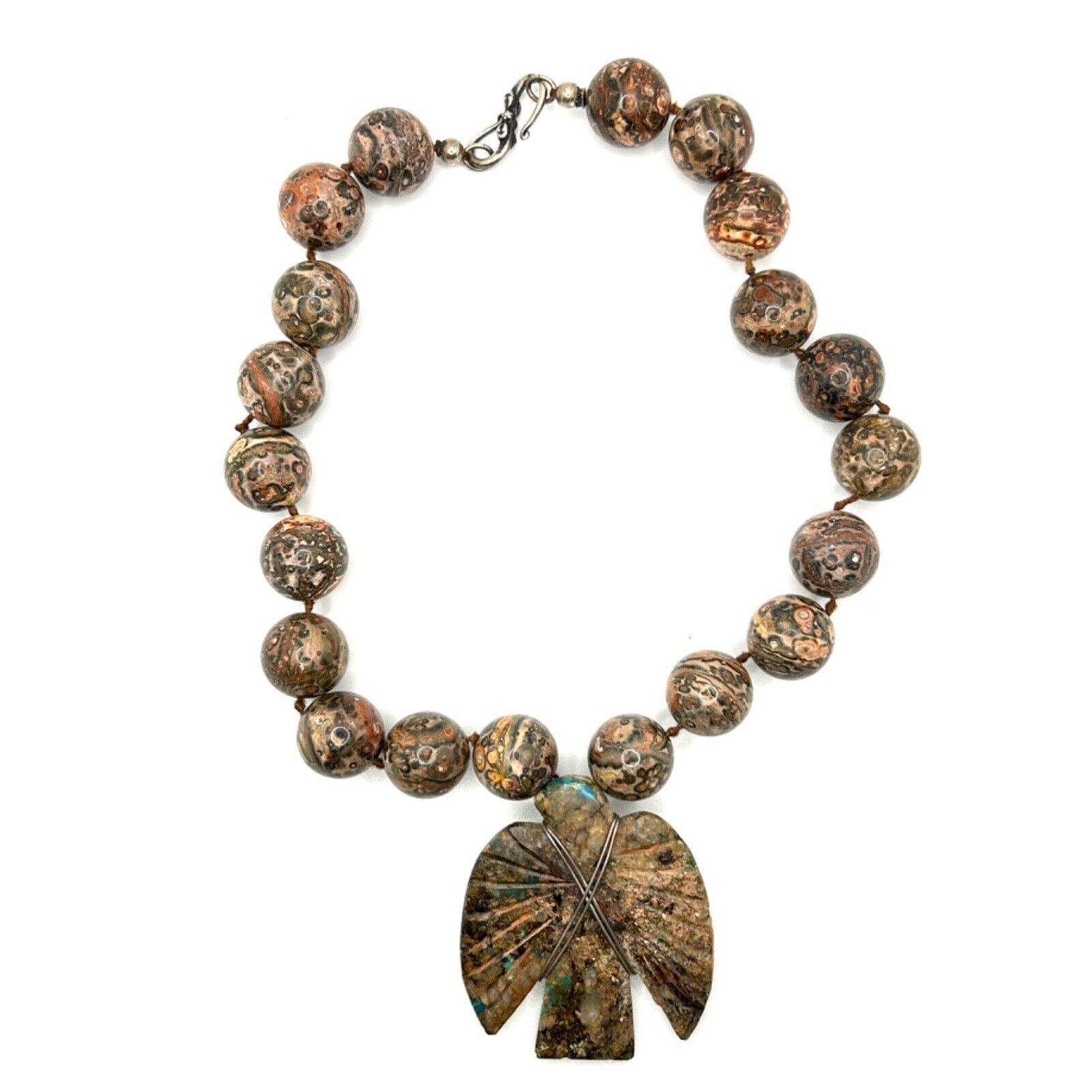 Handmade Leopard Skin Jasper Southwestern Hand-Carved Necklace Size ONE SIZE - 1 Thumbnail