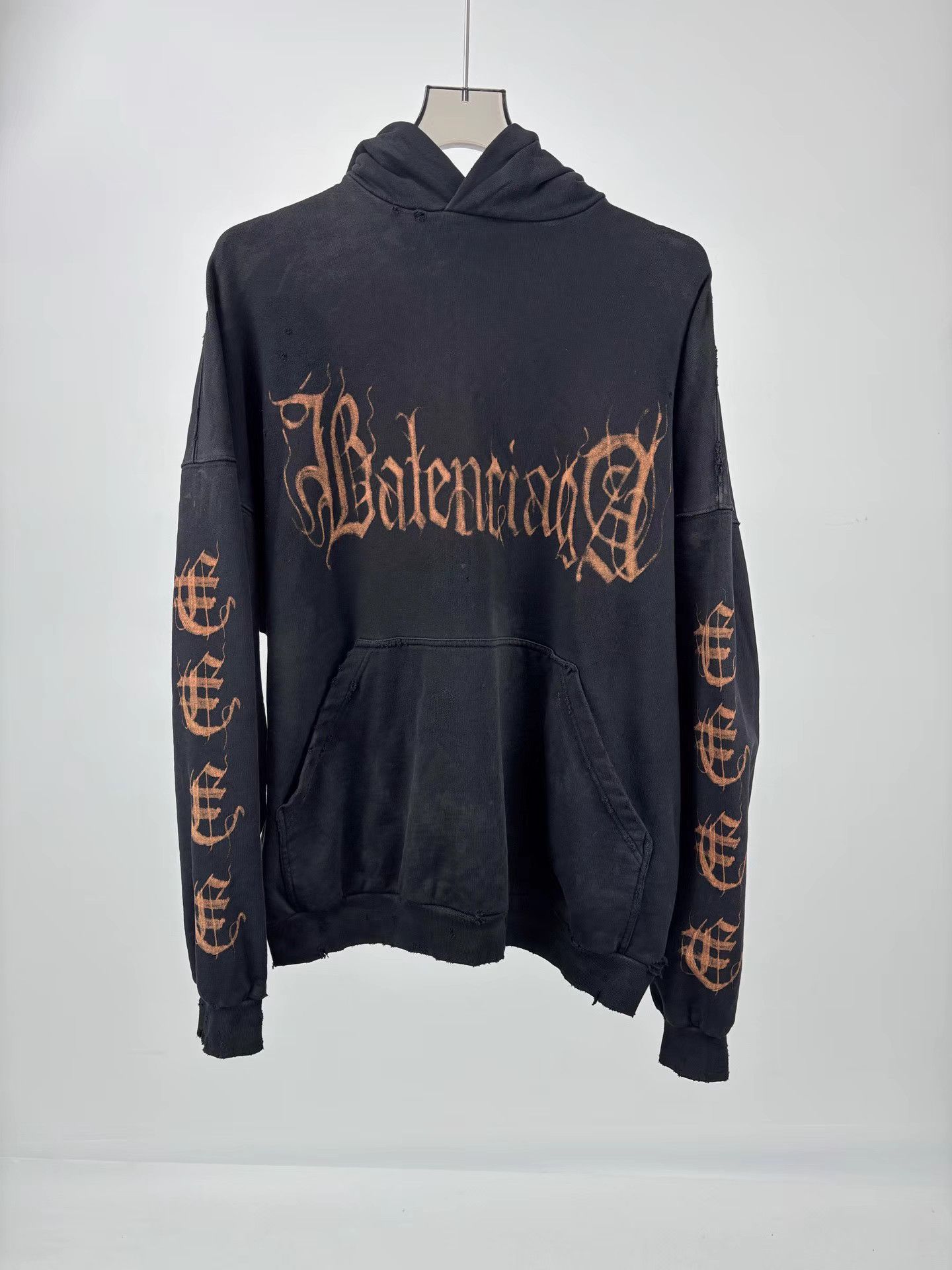 Balenciaga BALENCIAGA Sanskrit Mud-Dyed Distressed Hoodie Size US M / EU 48-50 / 2 - 1 Thumbnail