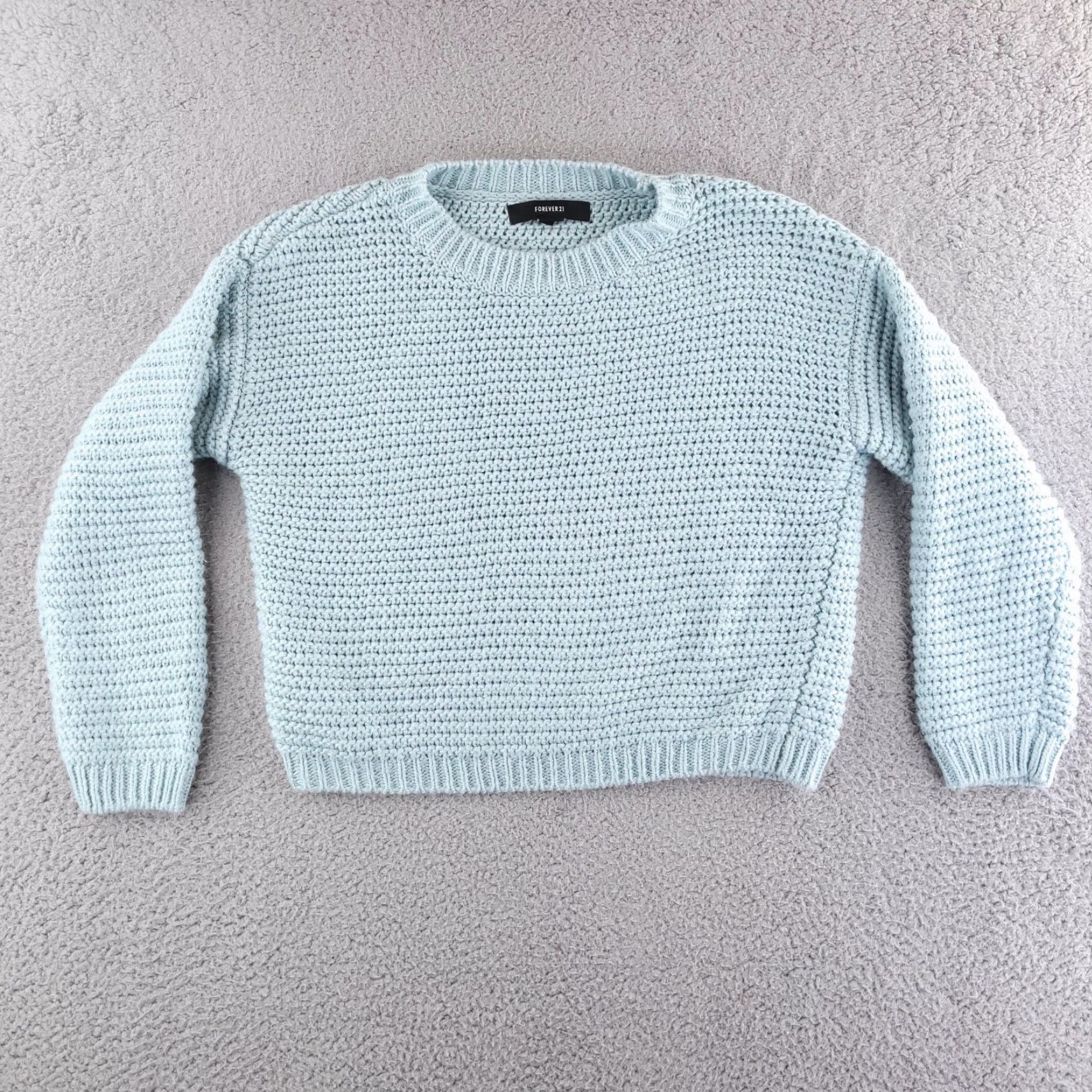 Forever 21 FOREVER 21 Sweater Shirt Womens Small Blue Green Mint Knit Solid Pullover Long Sleeve Vintage No Size S / US 4 / IT 40 - 2 Thumbnail