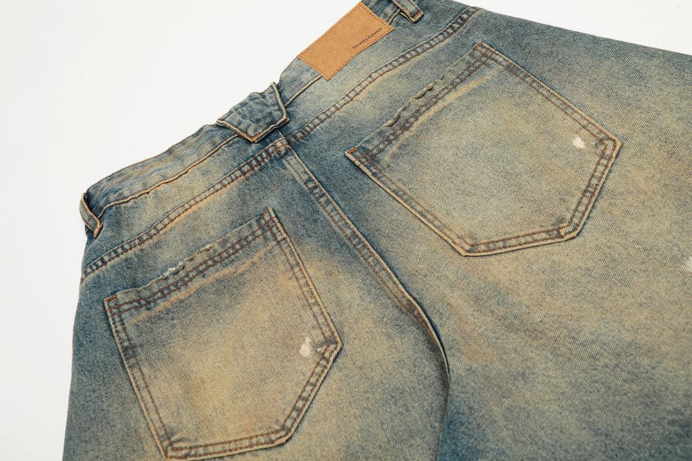 Vintage American retro washed distressed splatter jeans for men Size US 32 / EU 48 - 5 Thumbnail