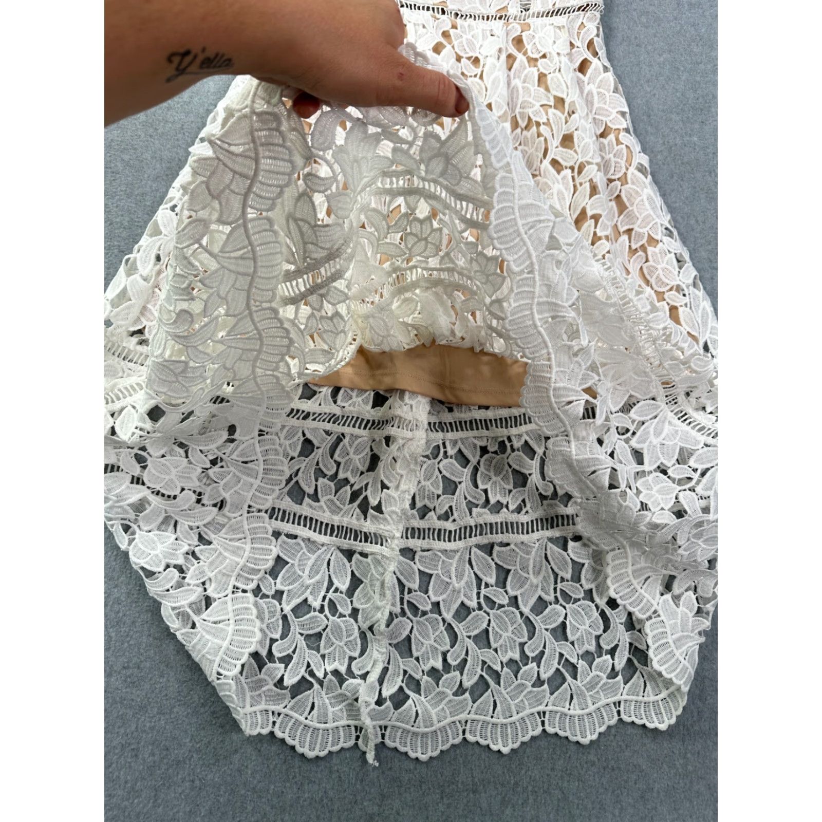 Lulus Lulu's Fit & Flare Dress Ivory Women's Lace Strapless Midi Floral Zip Dress S Size S / US 4 / IT 40 - 6 Thumbnail