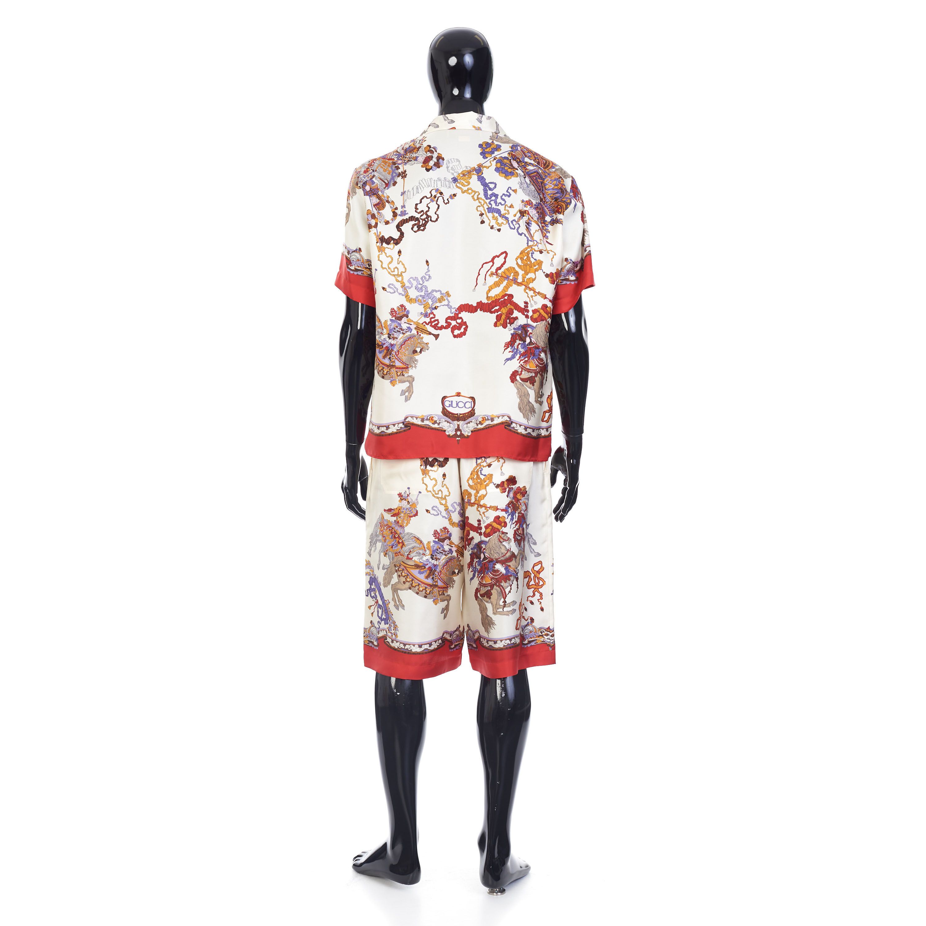 Gucci Bowling Shirt In Ivory And Red Printed Silk Size US M / EU 48-50 / 2 - 5 Thumbnail