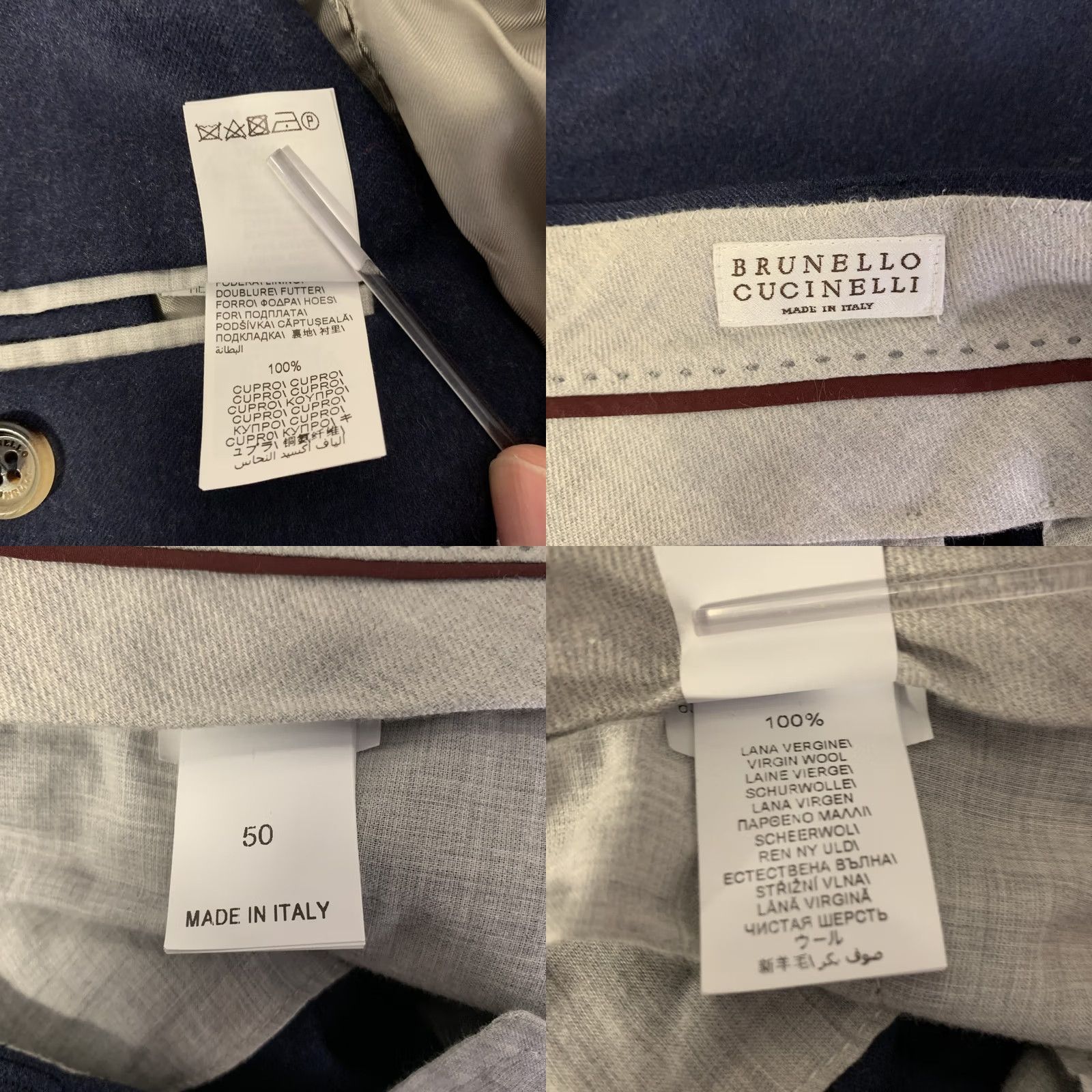 Brunello Cucinelli BRUNELLO CUCINELLI Navy Wool Notch Lapel Suit Size 40 Mens Size 36R - 8 Thumbnail