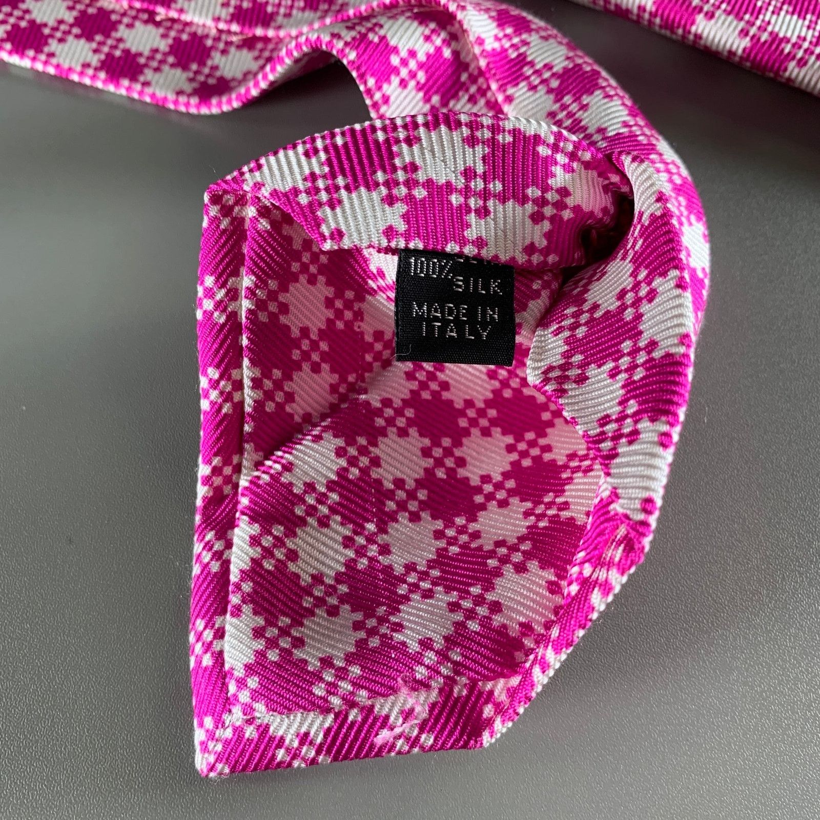 Kiton KITON Pink White Houndstooth Silk Tie Size ONE SIZE - 3 Thumbnail