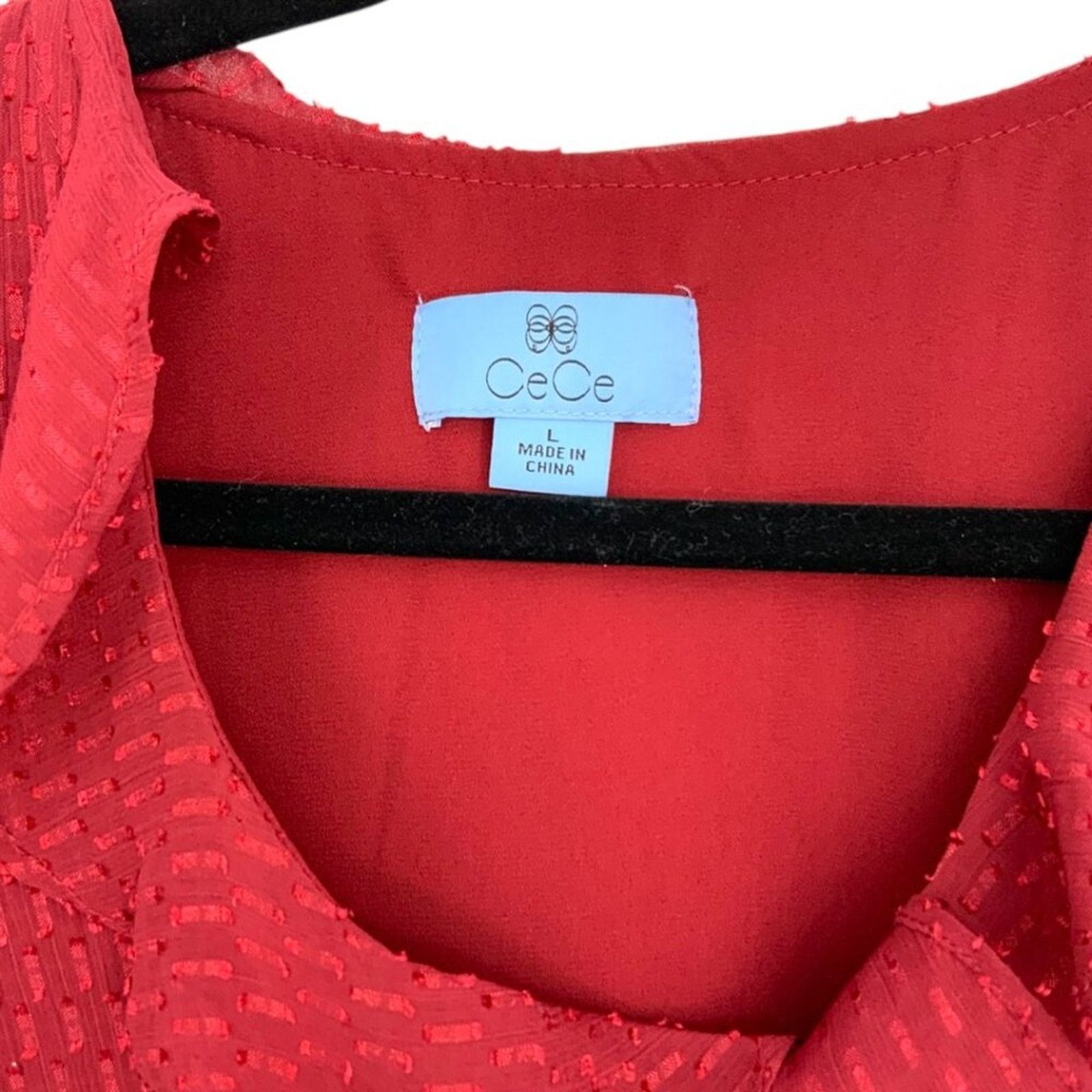 Other CeCe Ruffled Clip Dot Blouse Red Size Large NWOT $89 MSRP Size L / US 10 / IT 46 - 4 Thumbnail