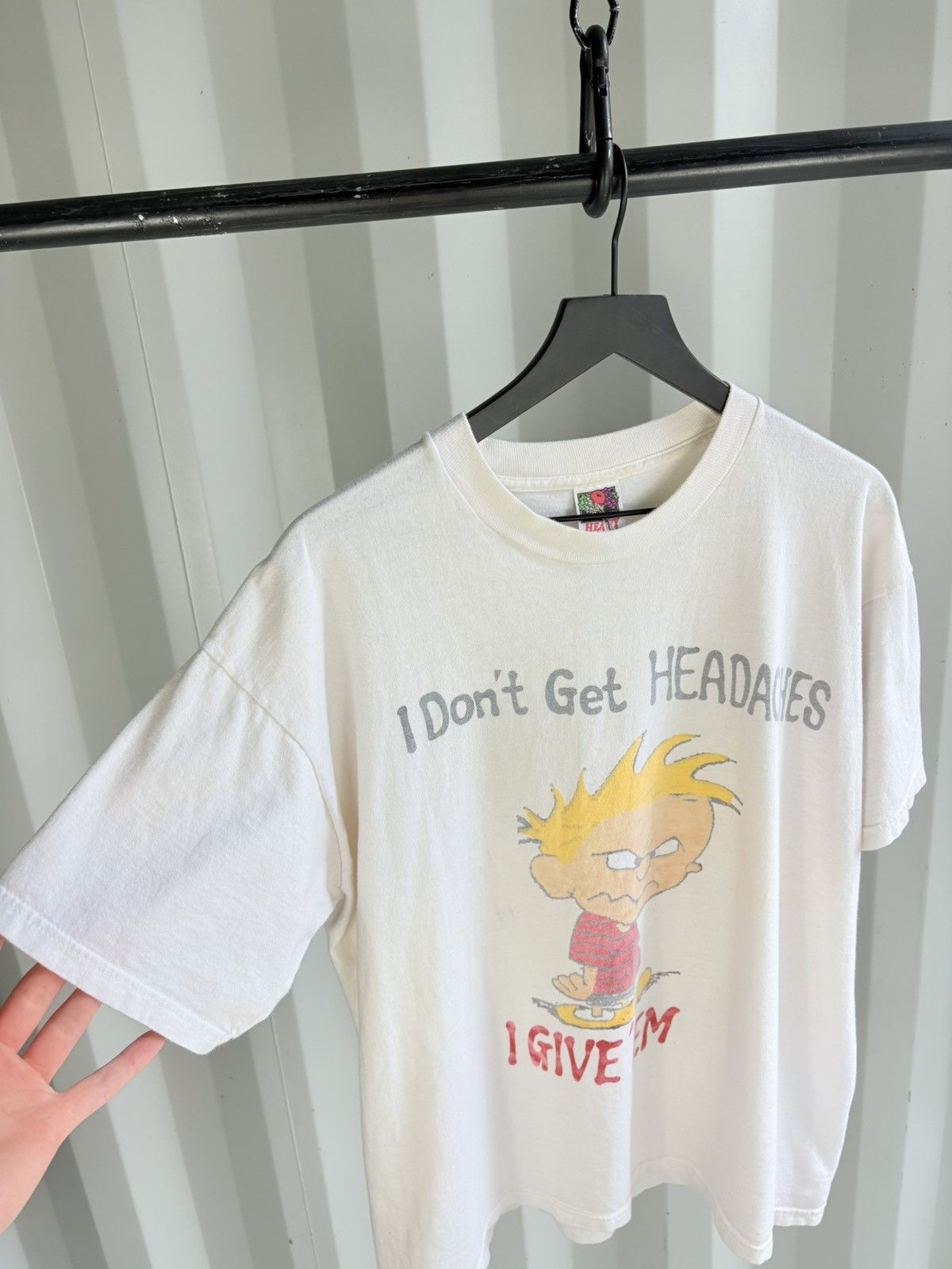 Vintage I give Headaches Shirt Thrashed Faded Grunge Band Size US XL / EU 56 / 4 - 2 Thumbnail