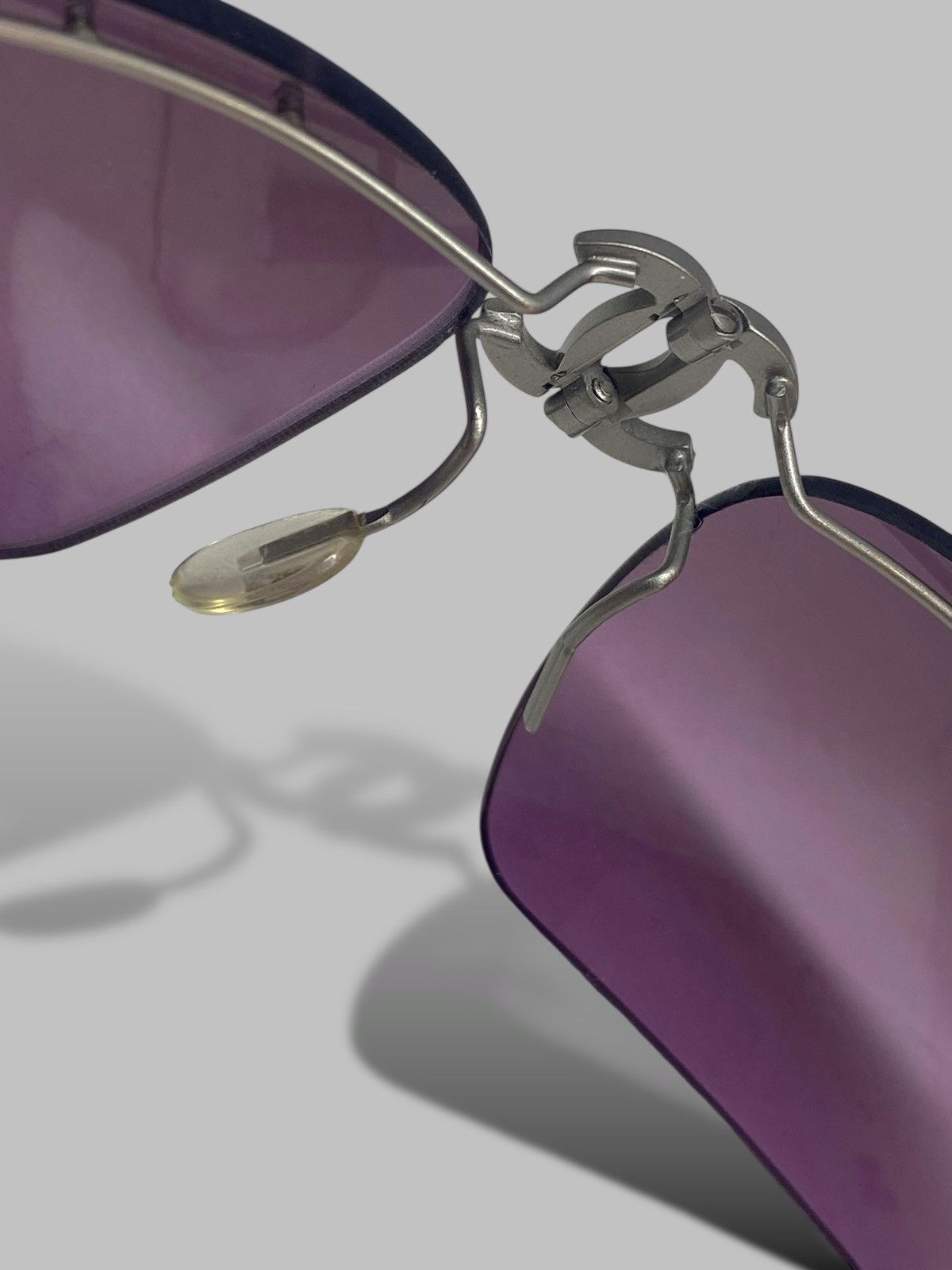 Chanel 2000s Chanel Foldable Logo Sunglasses Lavander Gradient Y2k Size ONE SIZE - 13 Thumbnail
