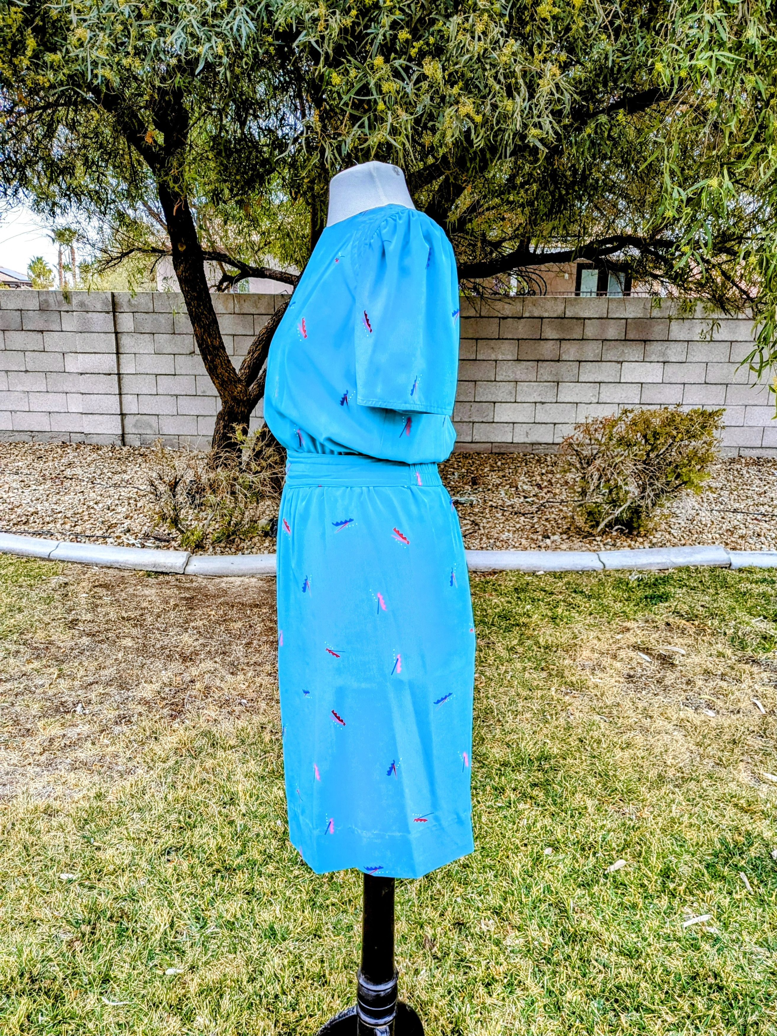 Vintage 1980s VTG Petites for Maggy Geometric Midi Korea Dress Size S / US 4 / IT 40 - 3 Thumbnail