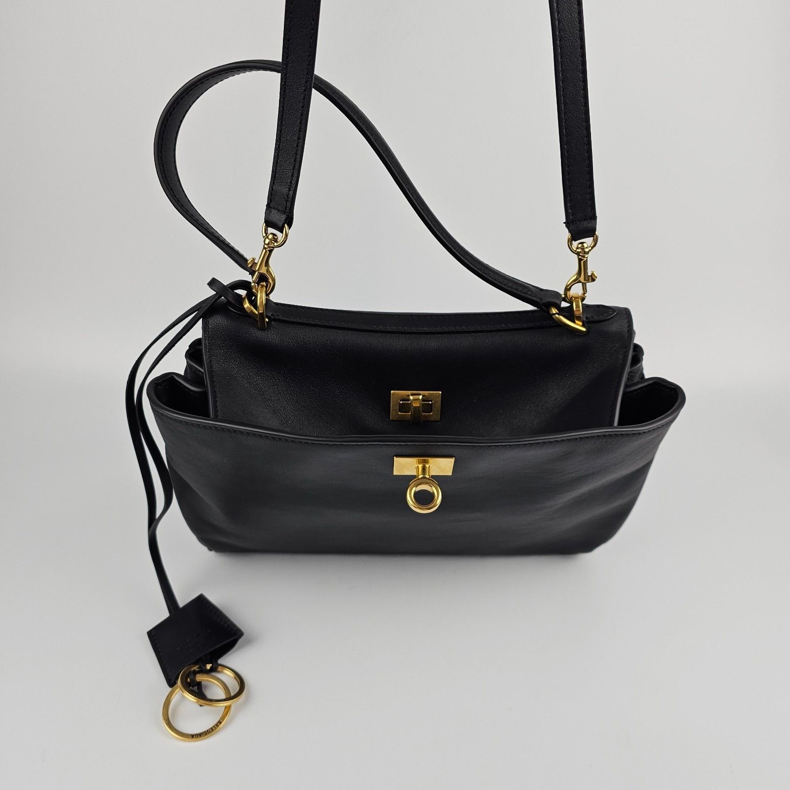 Balenciaga BALENCIAGA Rodeo Small $3650 Black Smooth Leather Shoulder B Size ONE SIZE - 3 Thumbnail