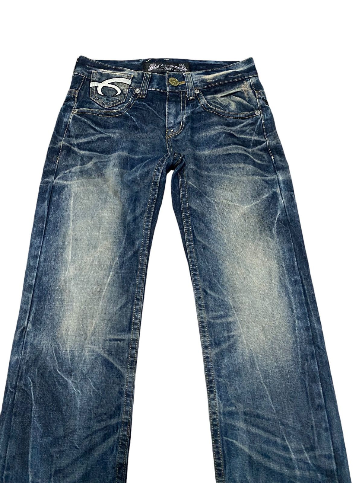 Japanese Brand Red peppers skulls x designer flare jeans Size US 32 / EU 48 - 4 Thumbnail