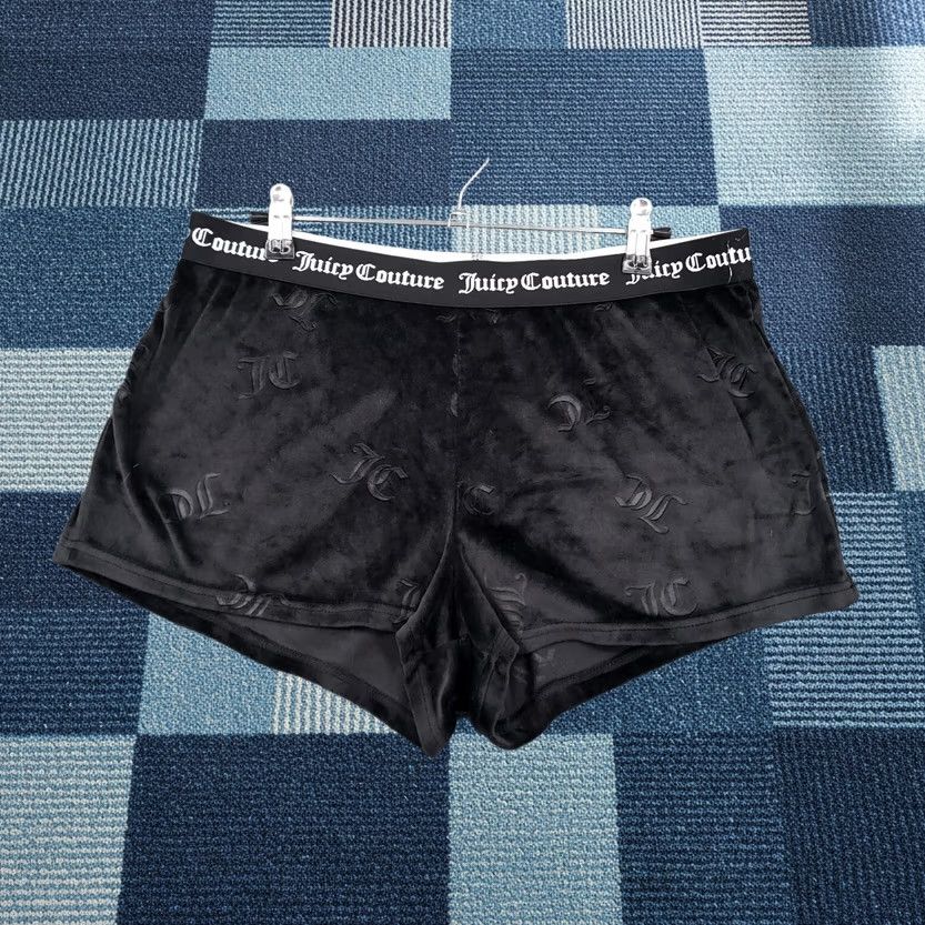 Juicy Couture Juicy Couture Shorts Womens L Black Mini Sleepwear Velour Soft Logo Size 36" / US 14 / IT 50 - 1 Thumbnail