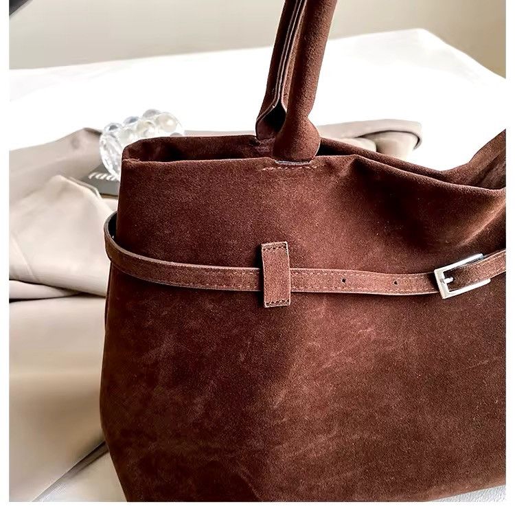 Vintage Retro 90s style suede hobo shoulder trendy brown bag y2k Size ONE SIZE - 8 Thumbnail