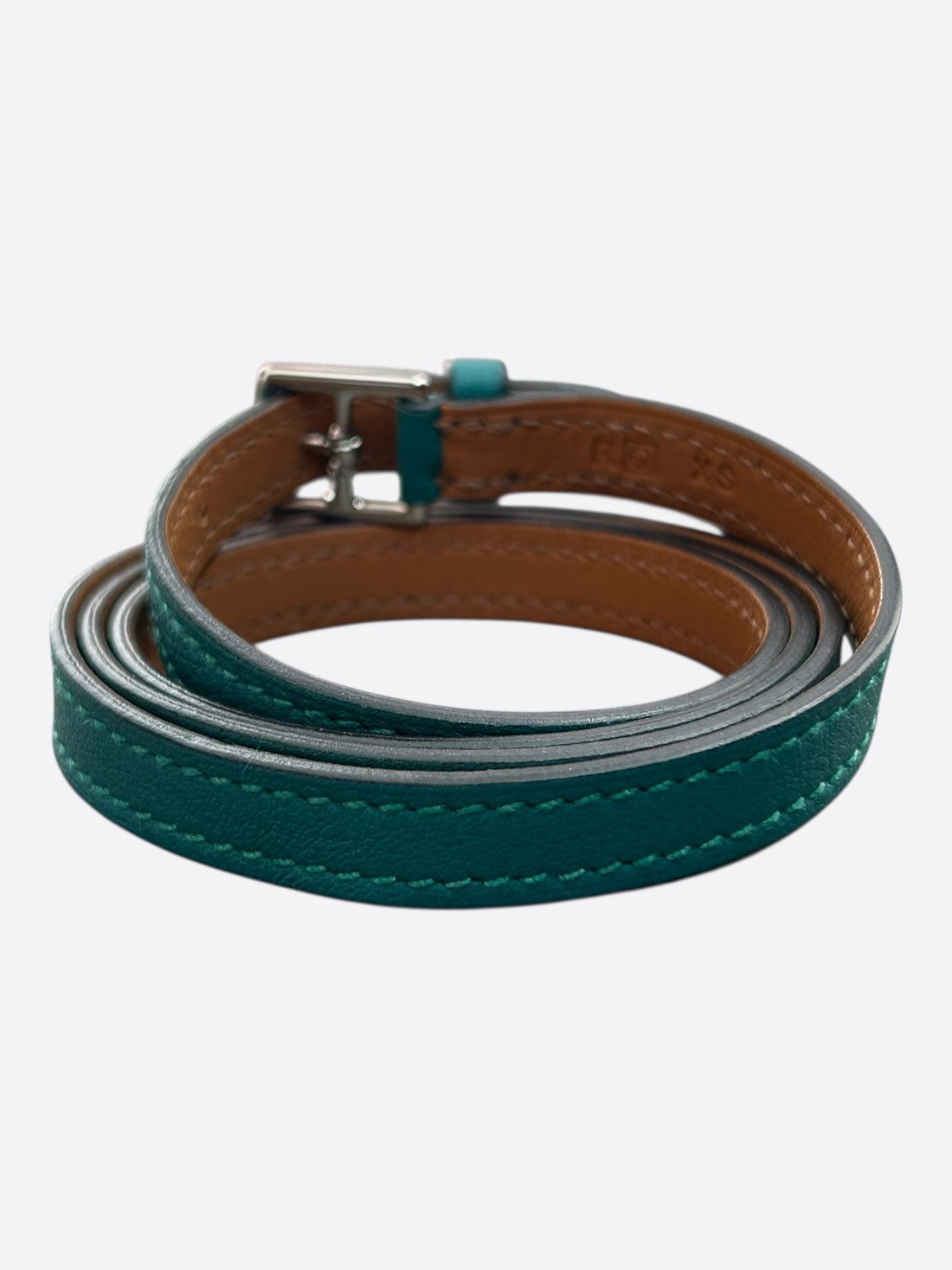 Hermes Green Swift & Palladium Hardware Etriviere Double Bracelet Size ONE SIZE - 2 Thumbnail