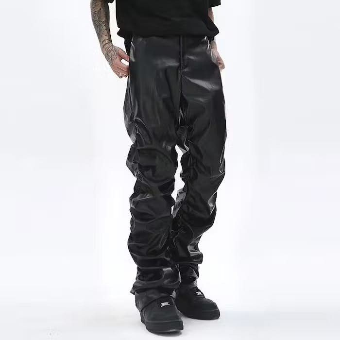 Japanese Brand × Vintage Loose Ruched Casual Pu Leather Pants Size US 32 / EU 48 - 1 Thumbnail