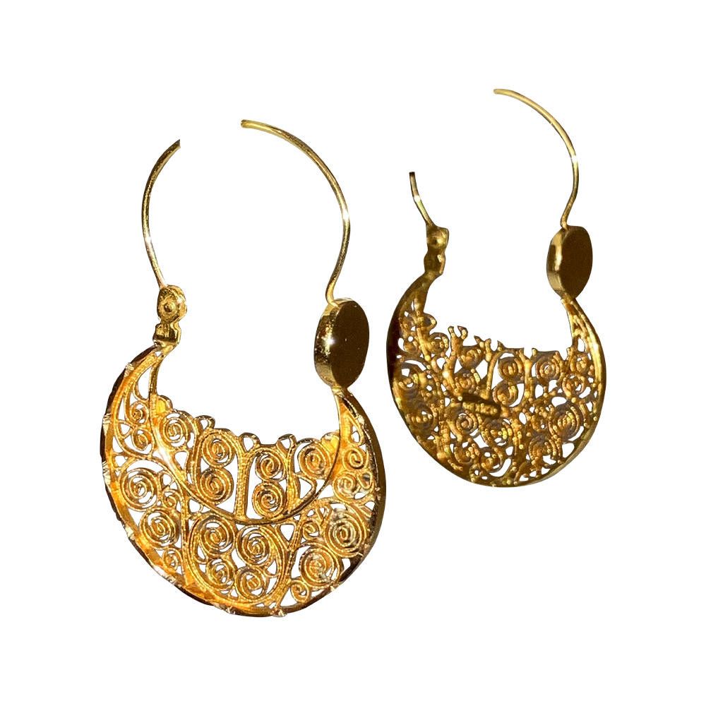 Designer 14 KT Gold Mexican Filigree Hoop Earrings Size ONE SIZE - 2 Thumbnail